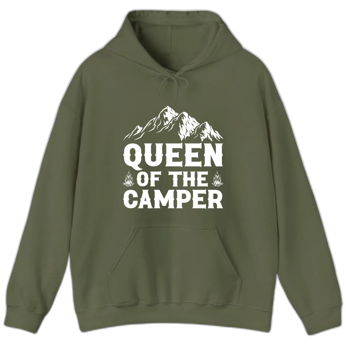 Queen Of The Camper Hoodie in Military Green