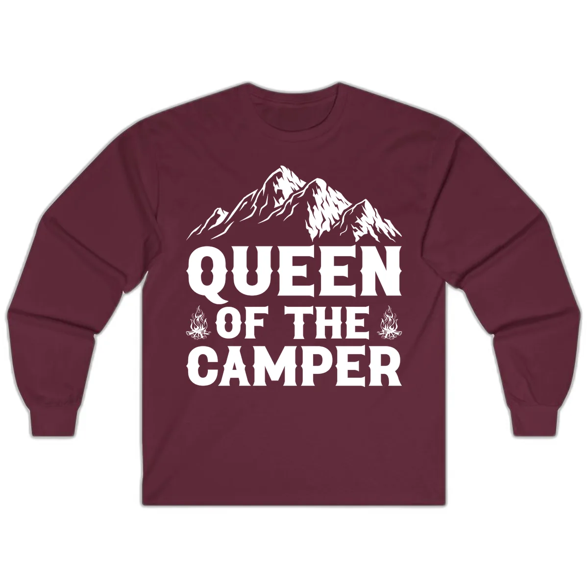 Queen Of The Camper Long Sleeve in Maroon