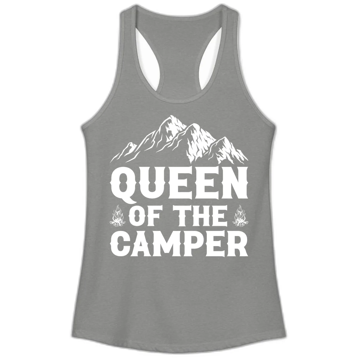 Queen Of The Camper Ladies Tank in Heather Grey