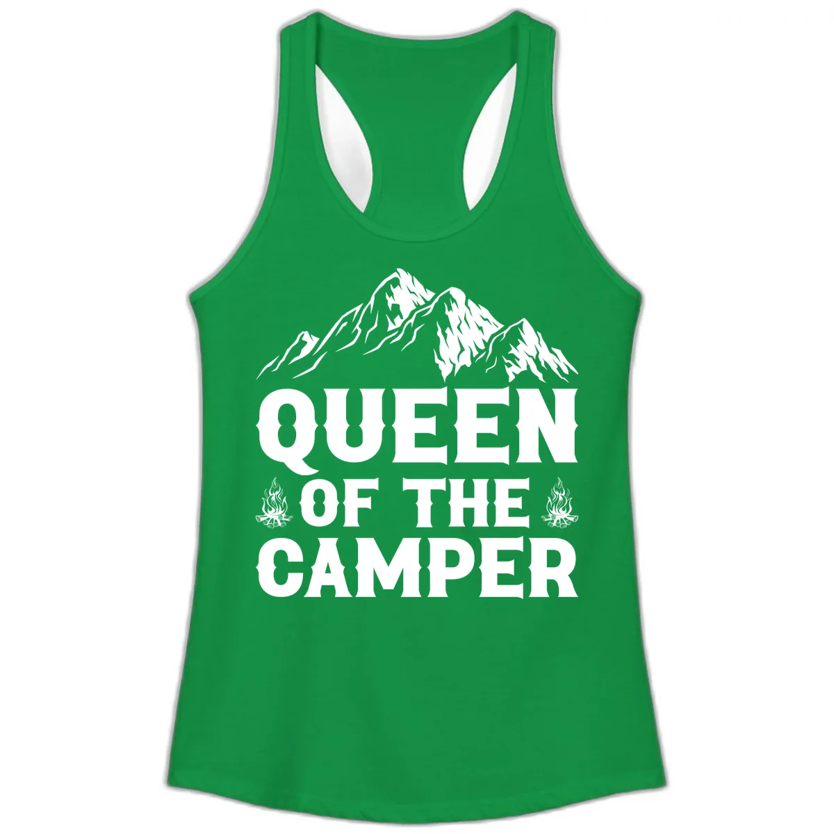 Queen Of The Camper Ladies Tank in Solid Kelly Green