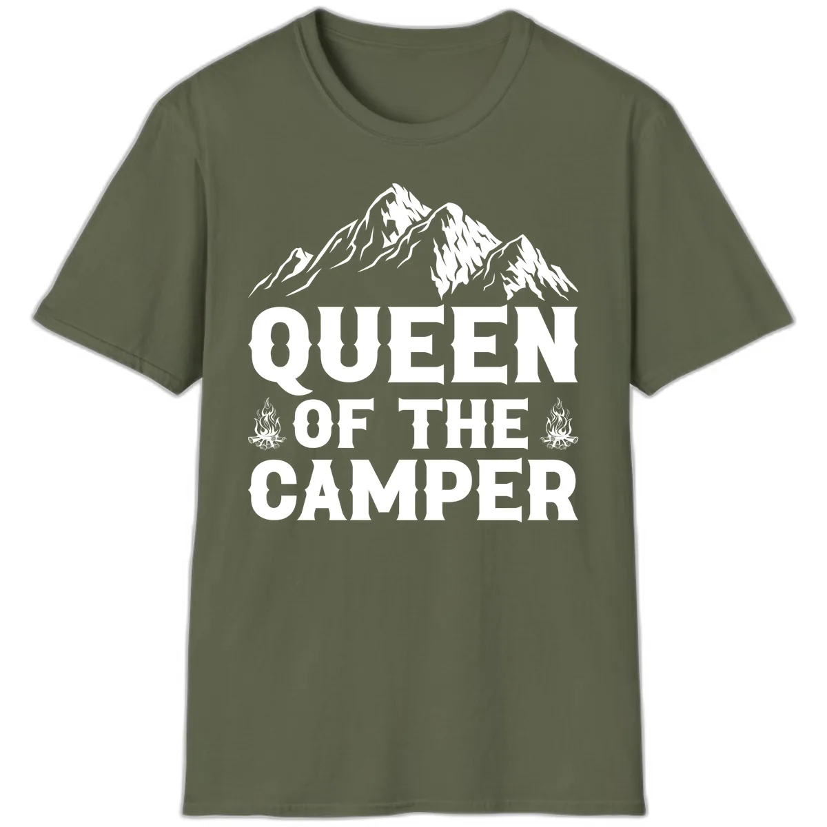 Queen Of The Camper T-Shirt in Military Green
