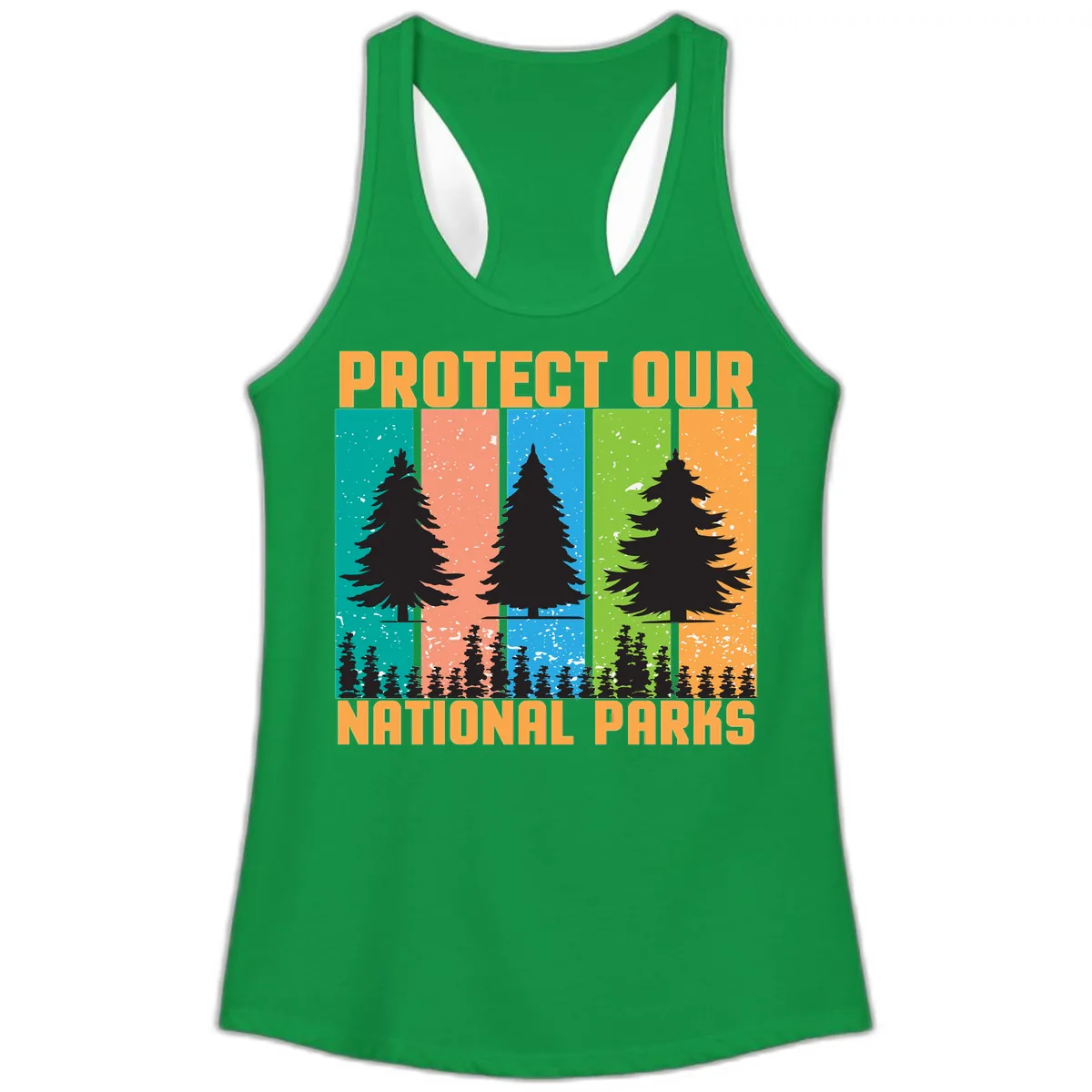 Protect Our National Parks Ladies Tank in Solid Kelly Green