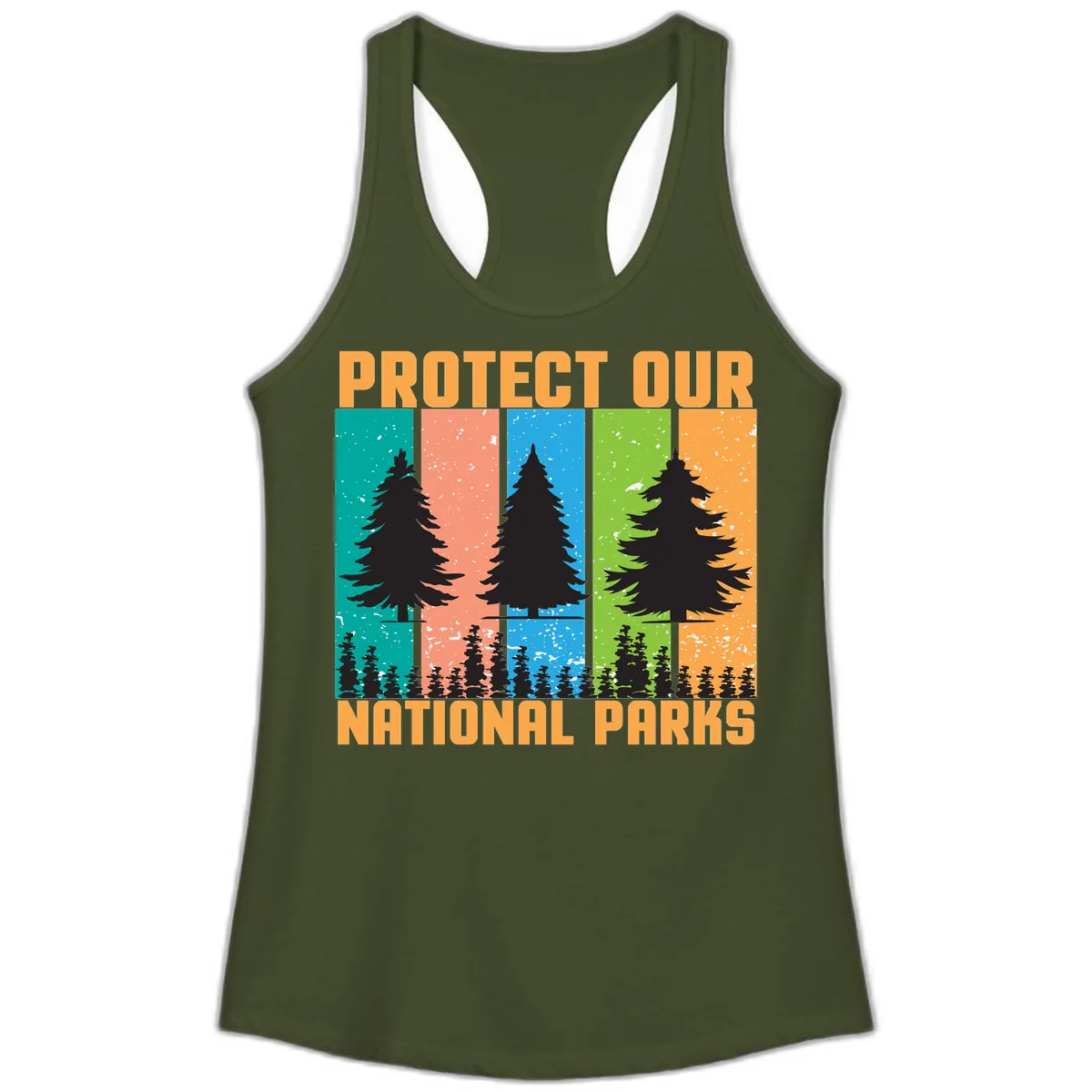 Protect Our National Parks Ladies Tank in Solid Military Green