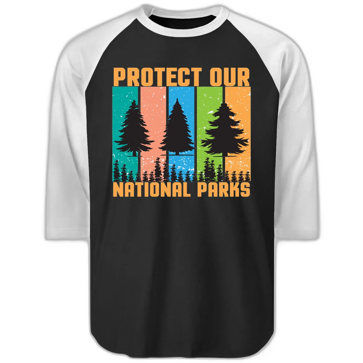 Protect Our National Parks Raglan 3/4 in Black White