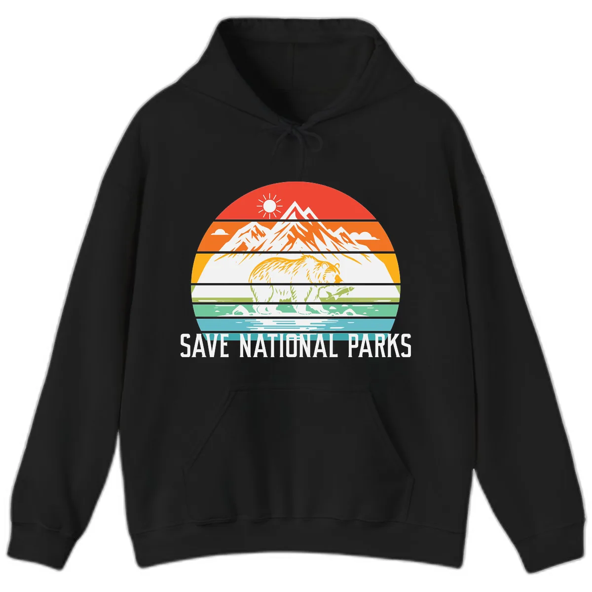 Save National Parks Layered Landscape Hoodie in Black