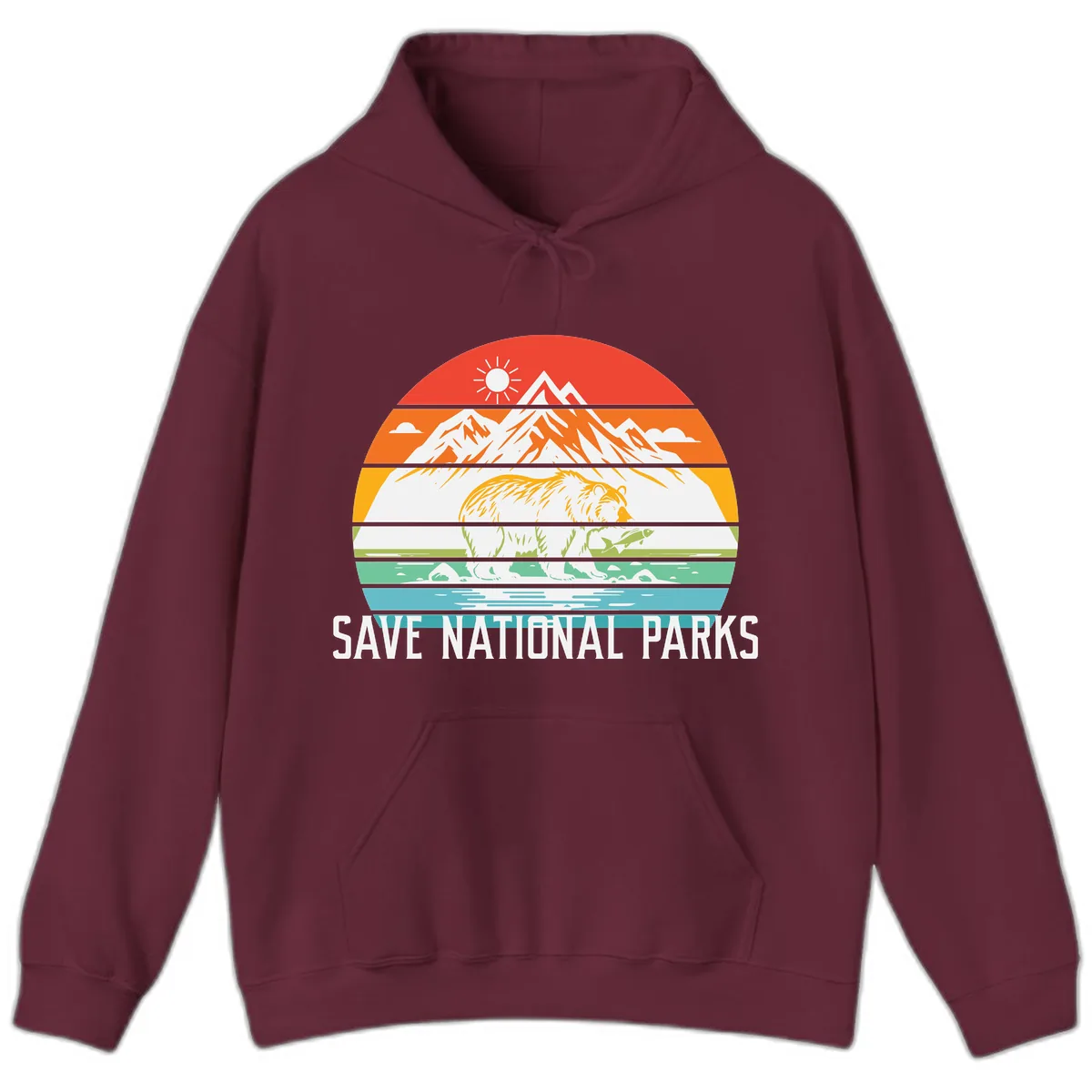 Save National Parks Layered Landscape Hoodie in Maroon