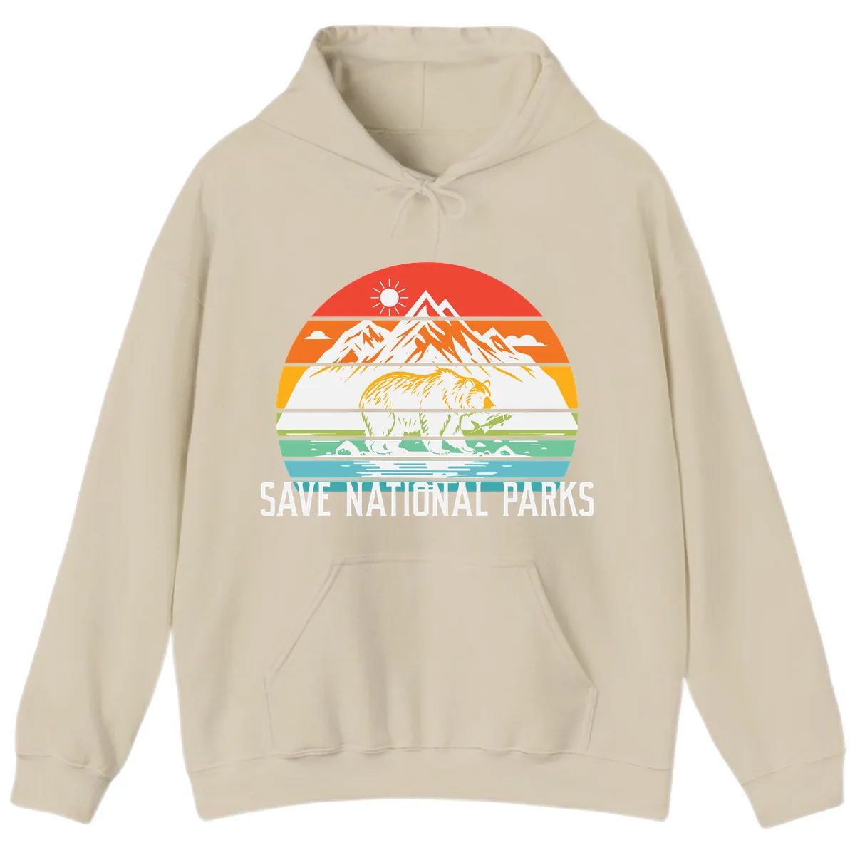 Save National Parks Layered Landscape Hoodie in Sand