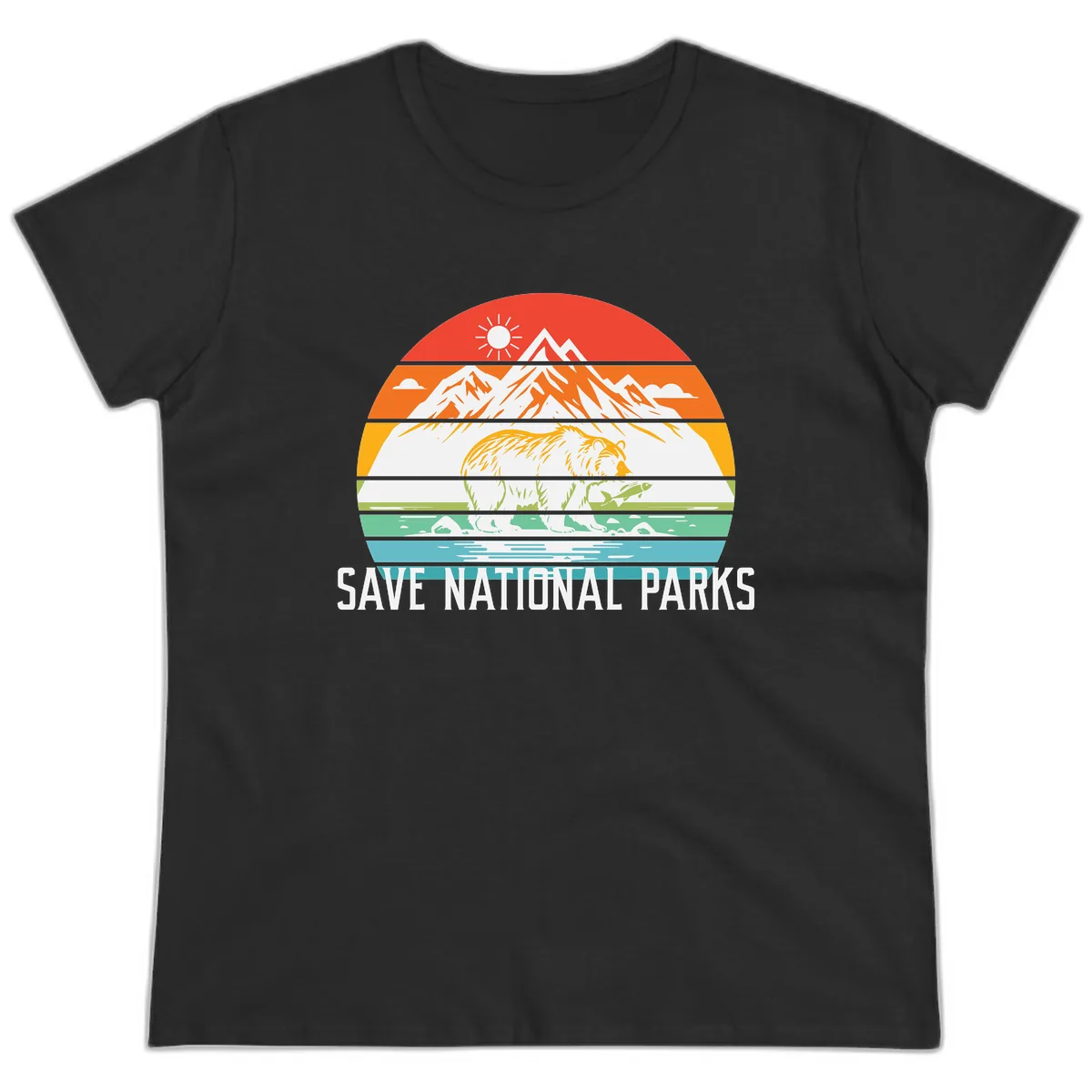 Save National Parks Layered Landscape Ladies Tee in Black