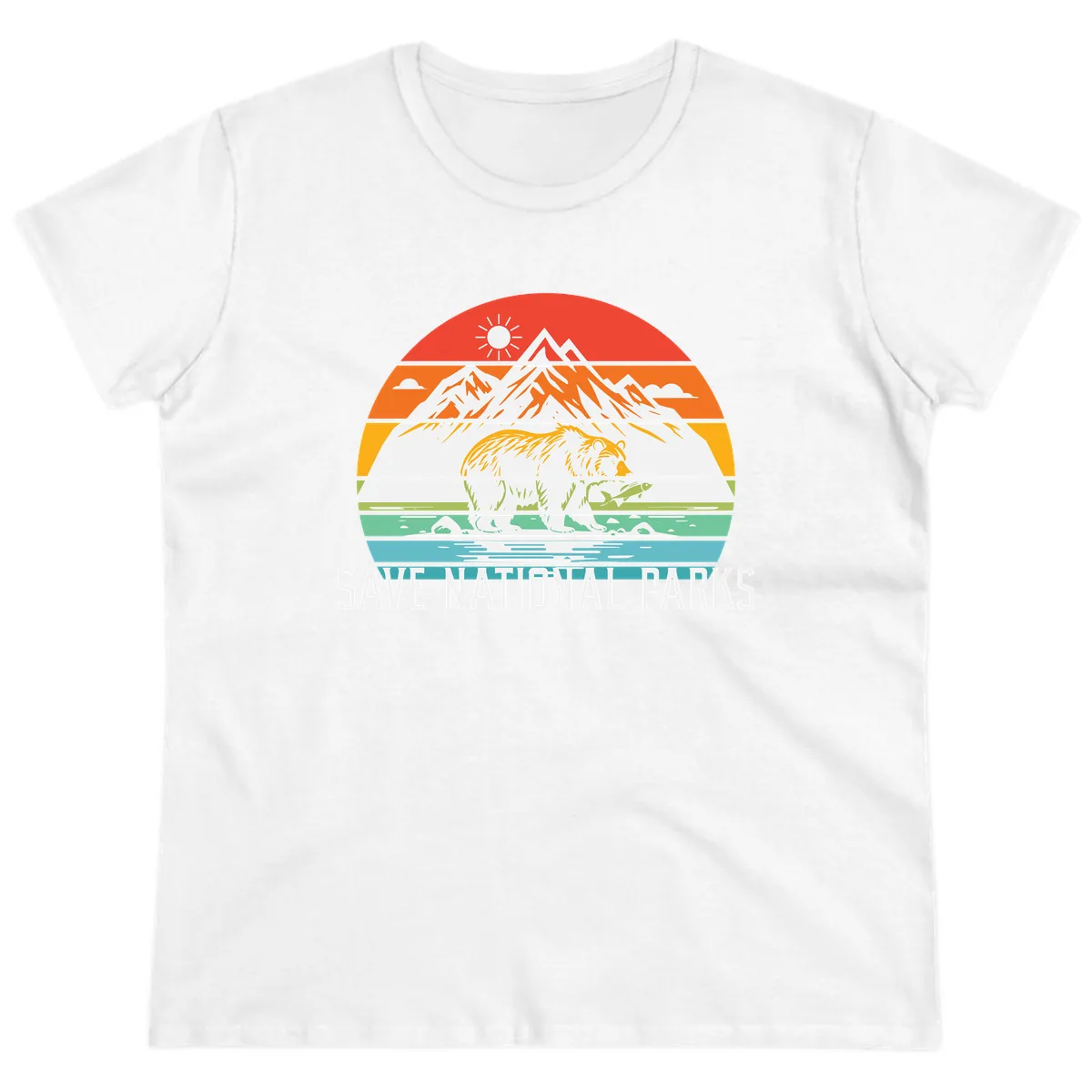 Save National Parks Layered Landscape Ladies Tee in White