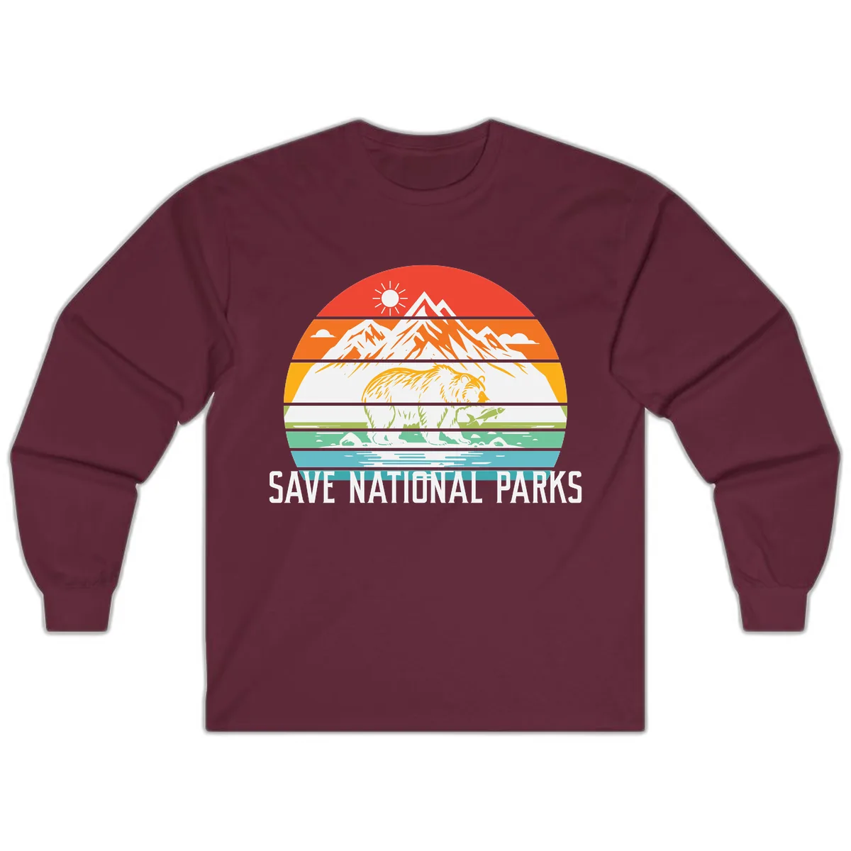 Save National Parks Layered Landscape Long Sleeve in Maroon