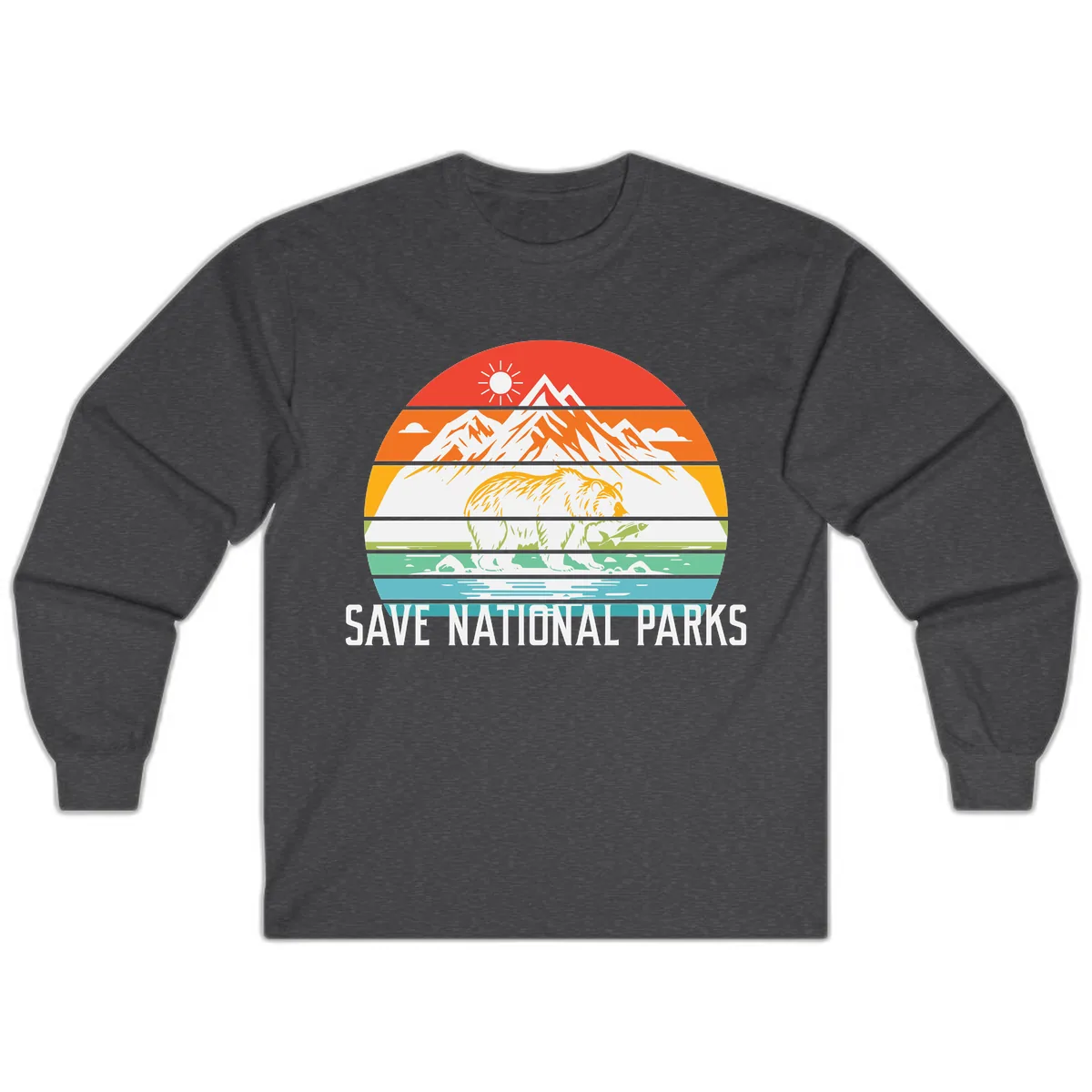 Save National Parks Layered Landscape Long Sleeve in Dark Heather
