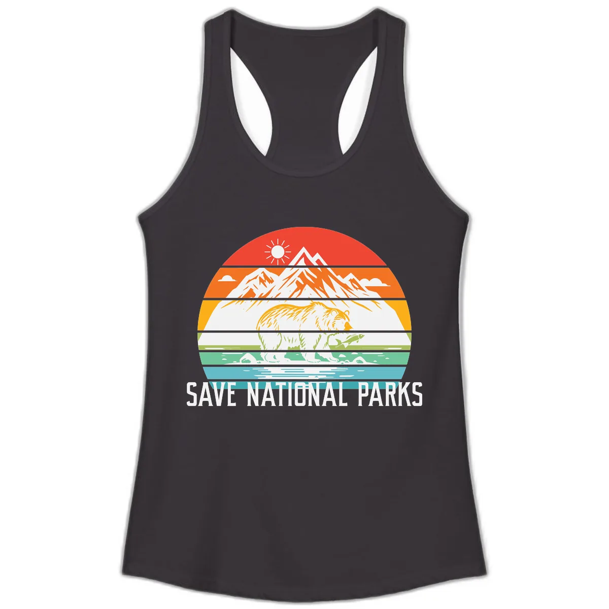 Save National Parks Layered Landscape Ladies Tank in Black