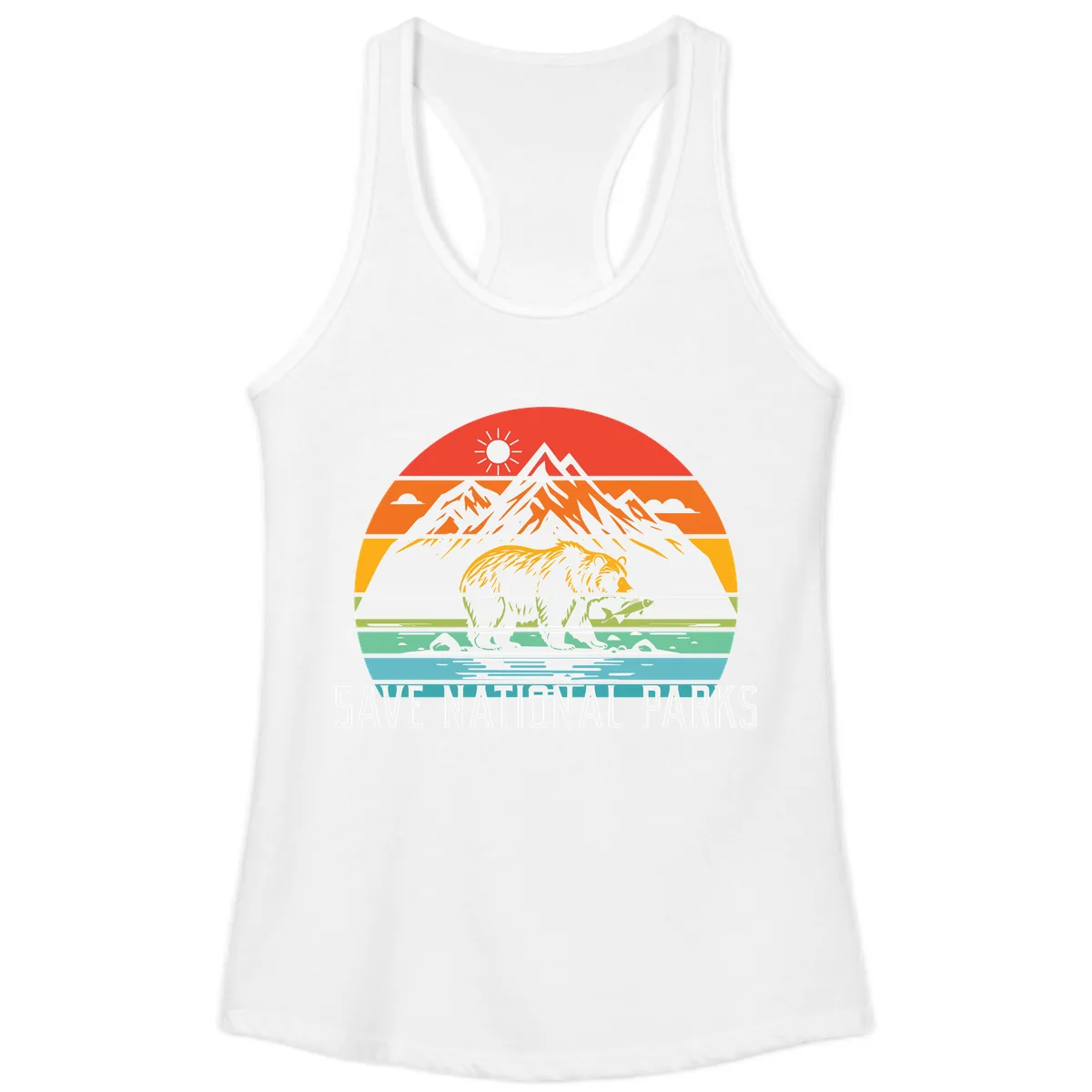 Save National Parks Layered Landscape Ladies Tank in White