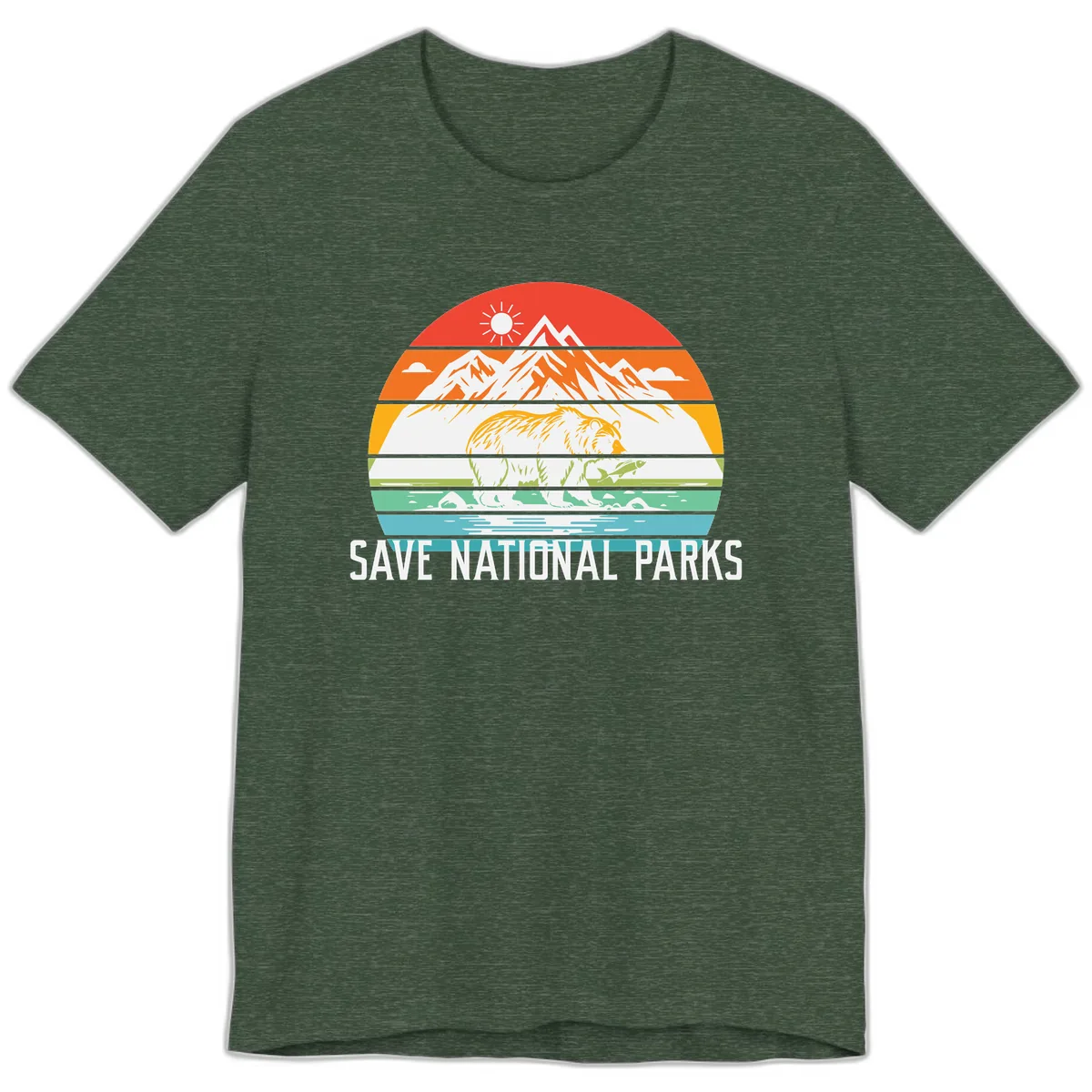 Save National Parks Layered Landscape Premium T-Shirt in Heather Forest