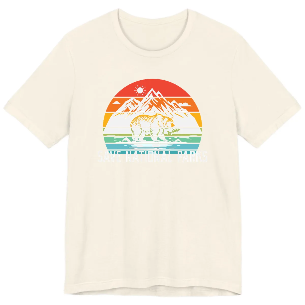 Save National Parks Layered Landscape Premium T-Shirt in Natural