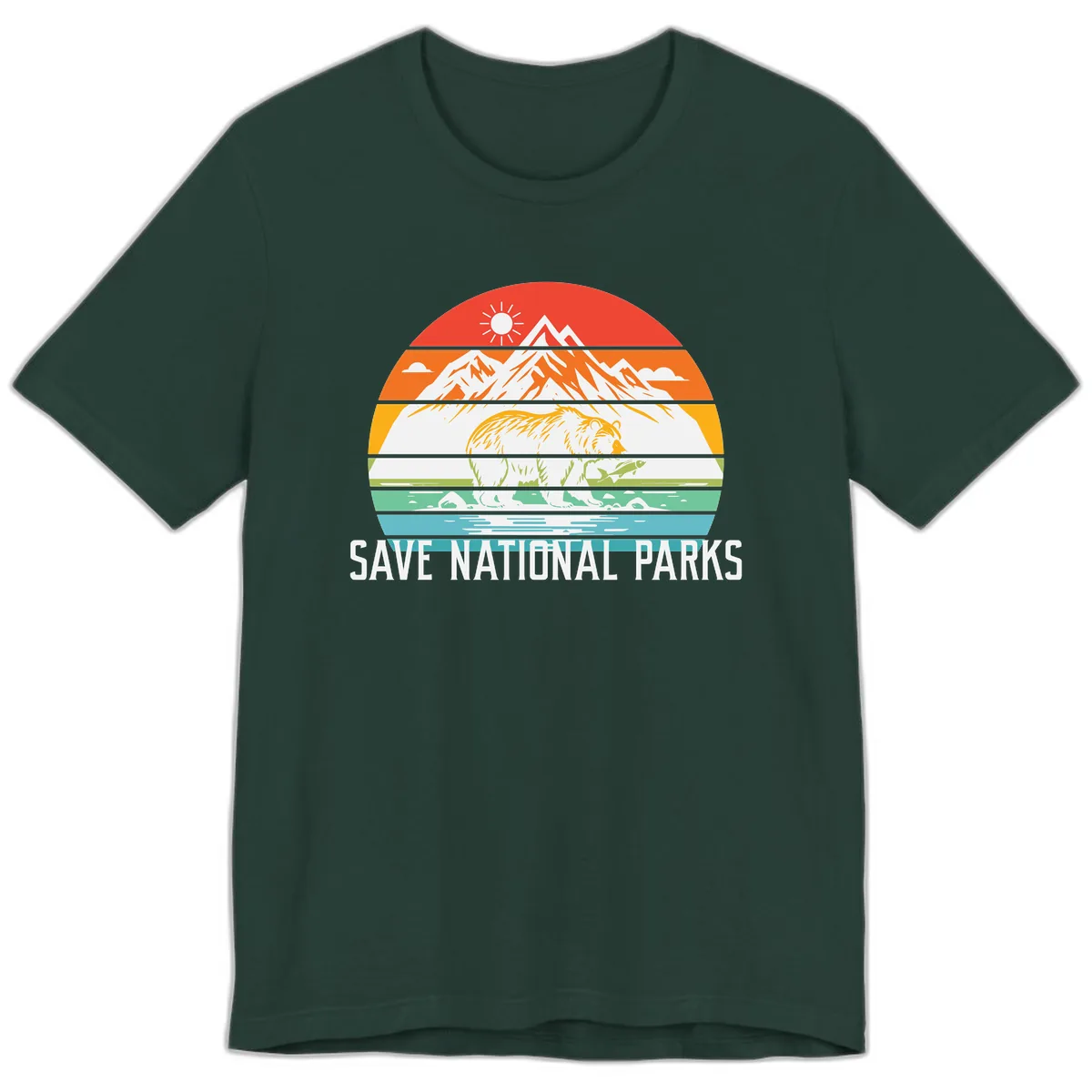 Save National Parks Layered Landscape Premium T-Shirt in Forest