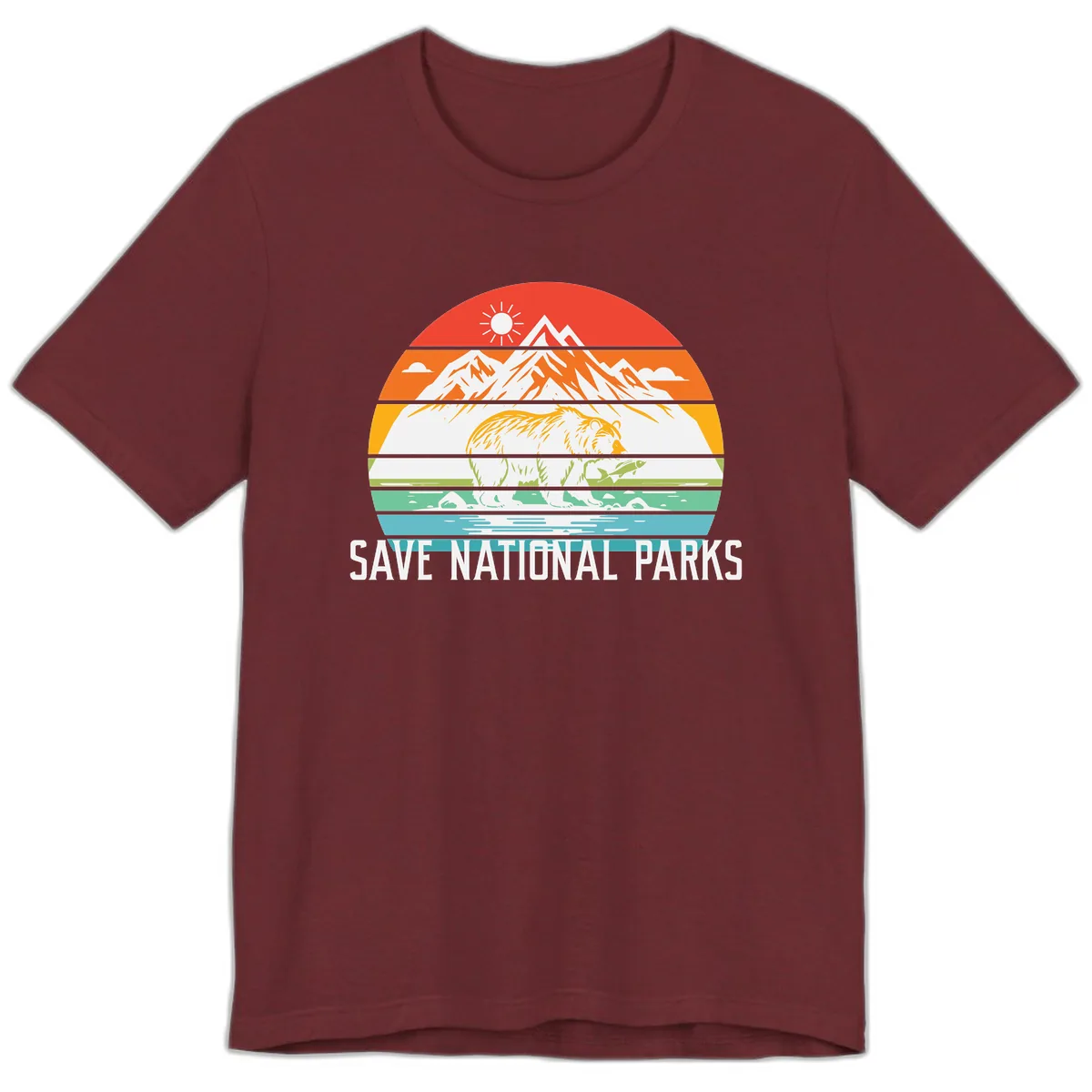 Save National Parks Layered Landscape Premium T-Shirt in Heather Cardinal