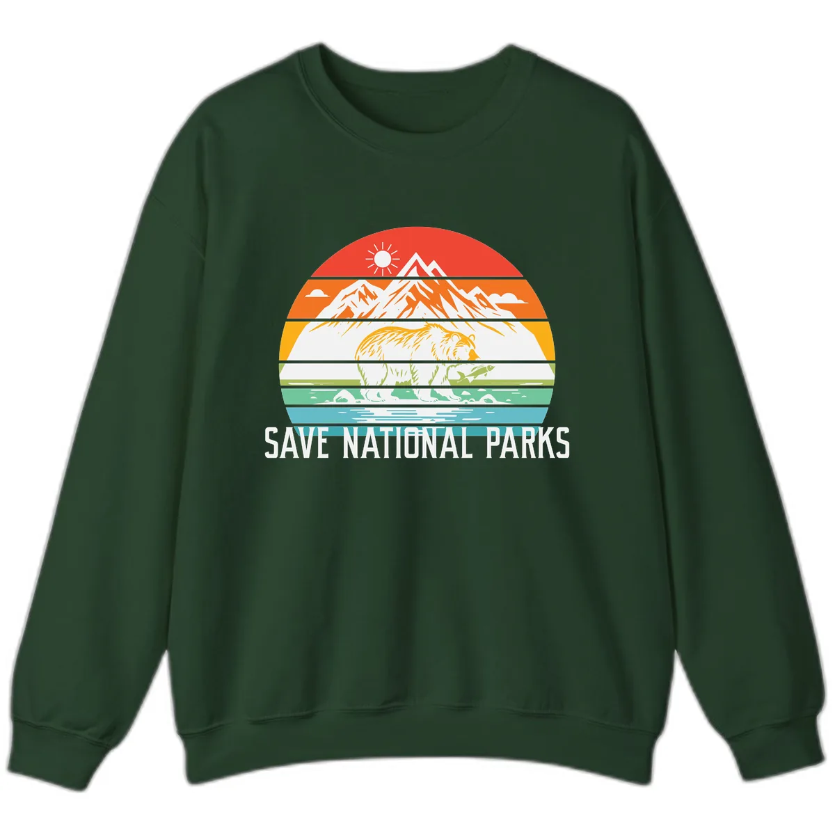 Save National Parks Layered Landscape Sweatshirt in Forest Green