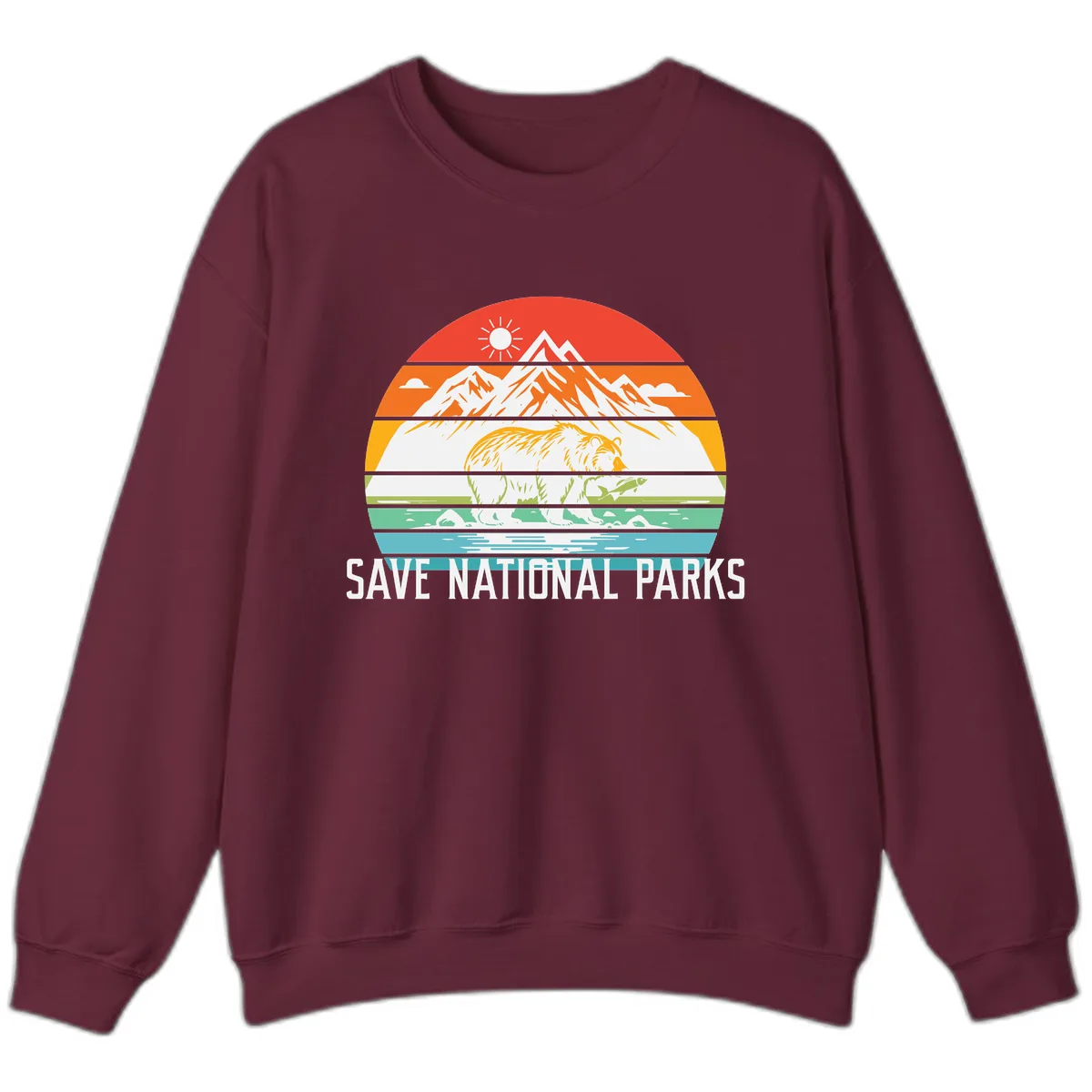Save National Parks Layered Landscape Sweatshirt in Maroon