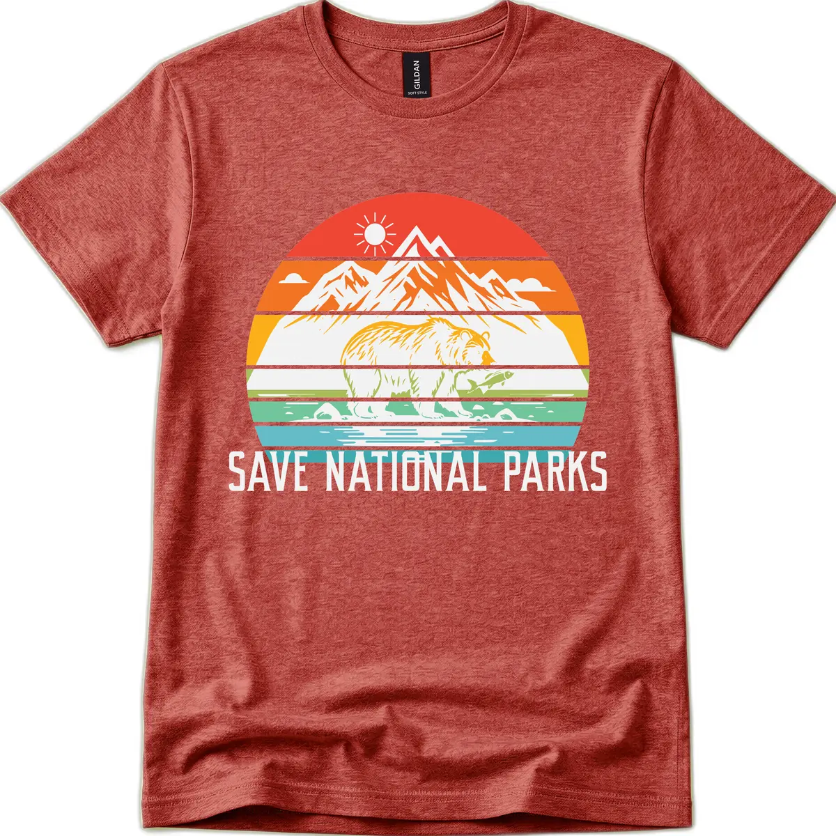 Save National Parks Layered Landscape T-Shirt in Heather Cardinal