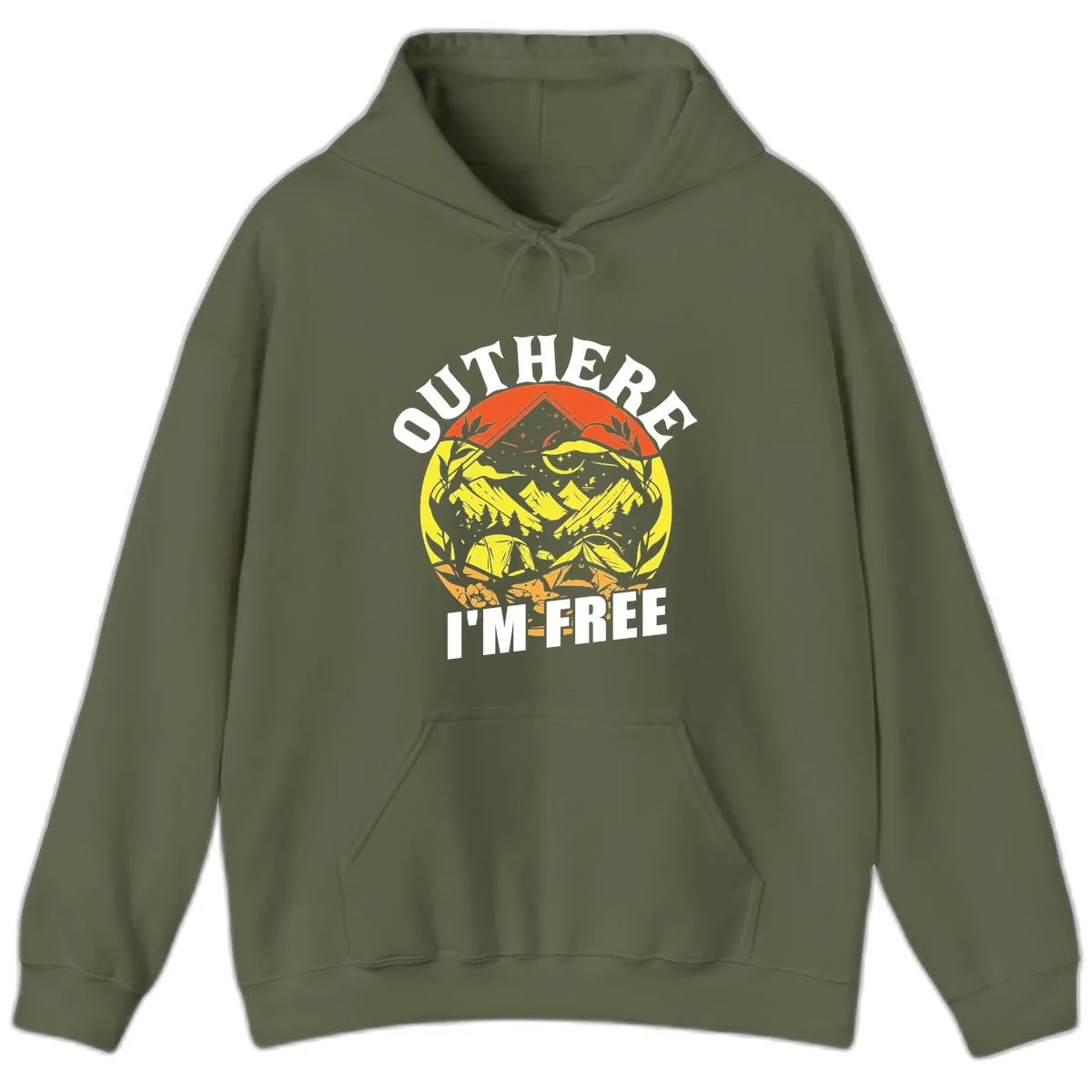 Outer Limits I'm Free Hoodie in Military Green