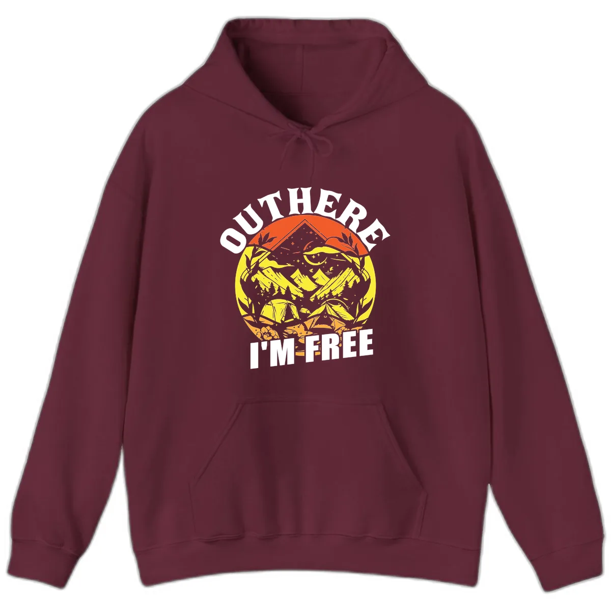 Outer Limits I'm Free Hoodie in Maroon