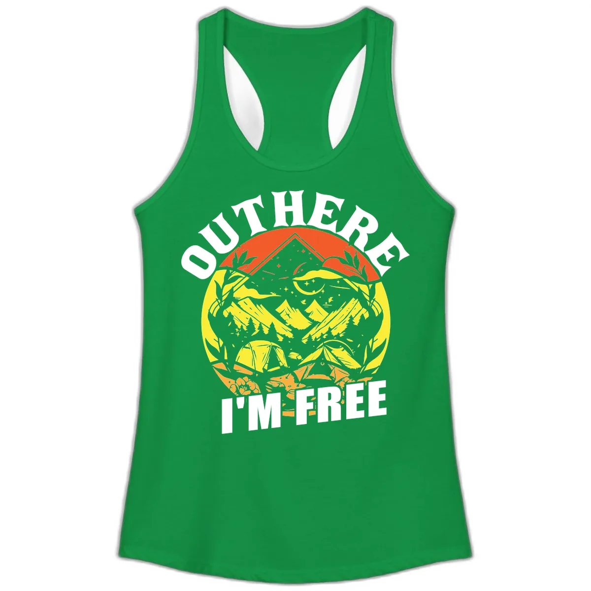 Outer Limits I'm Free Ladies Tank in Solid Kelly Green