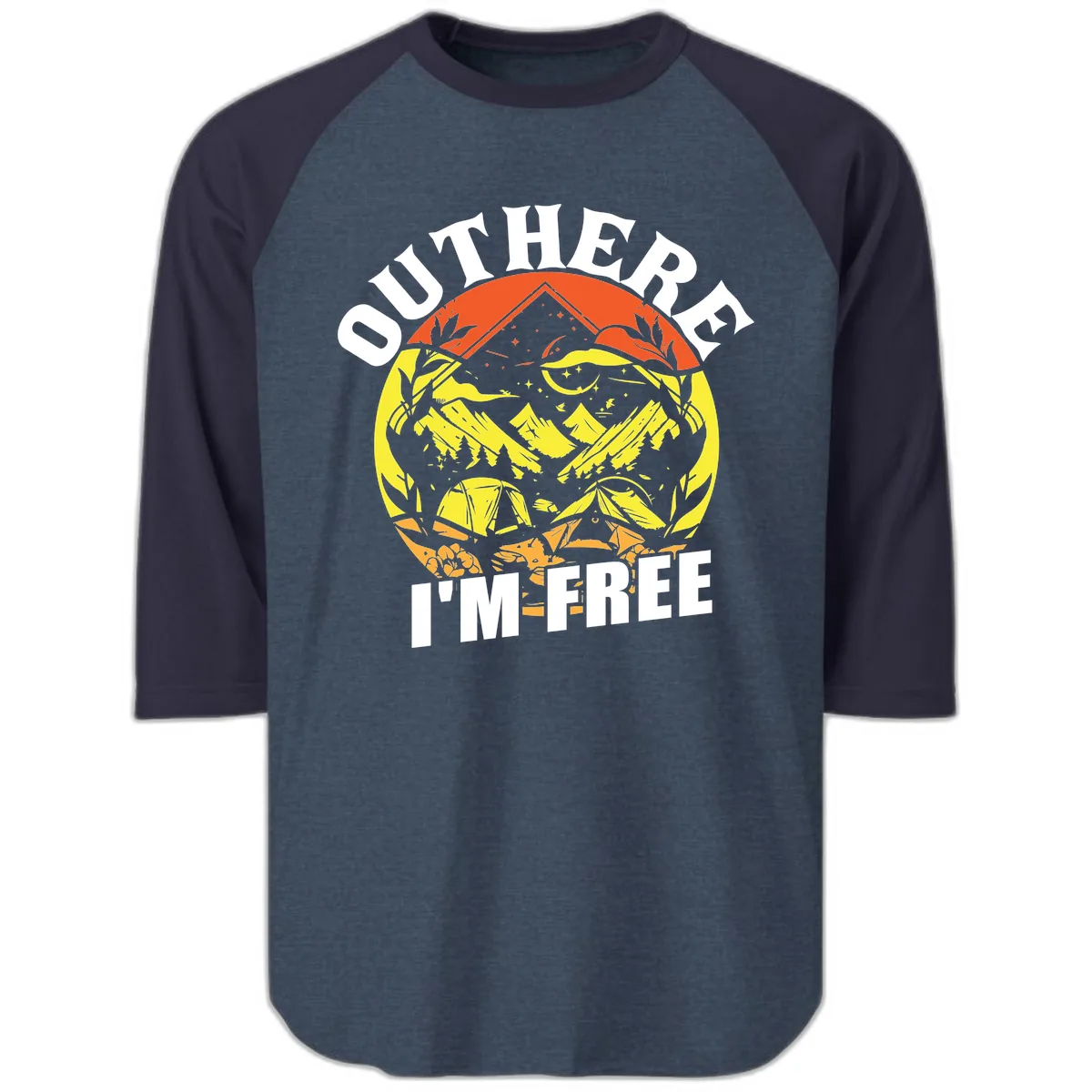 Outer Limits I'm Free Raglan 3/4 in Heather Denim Navy