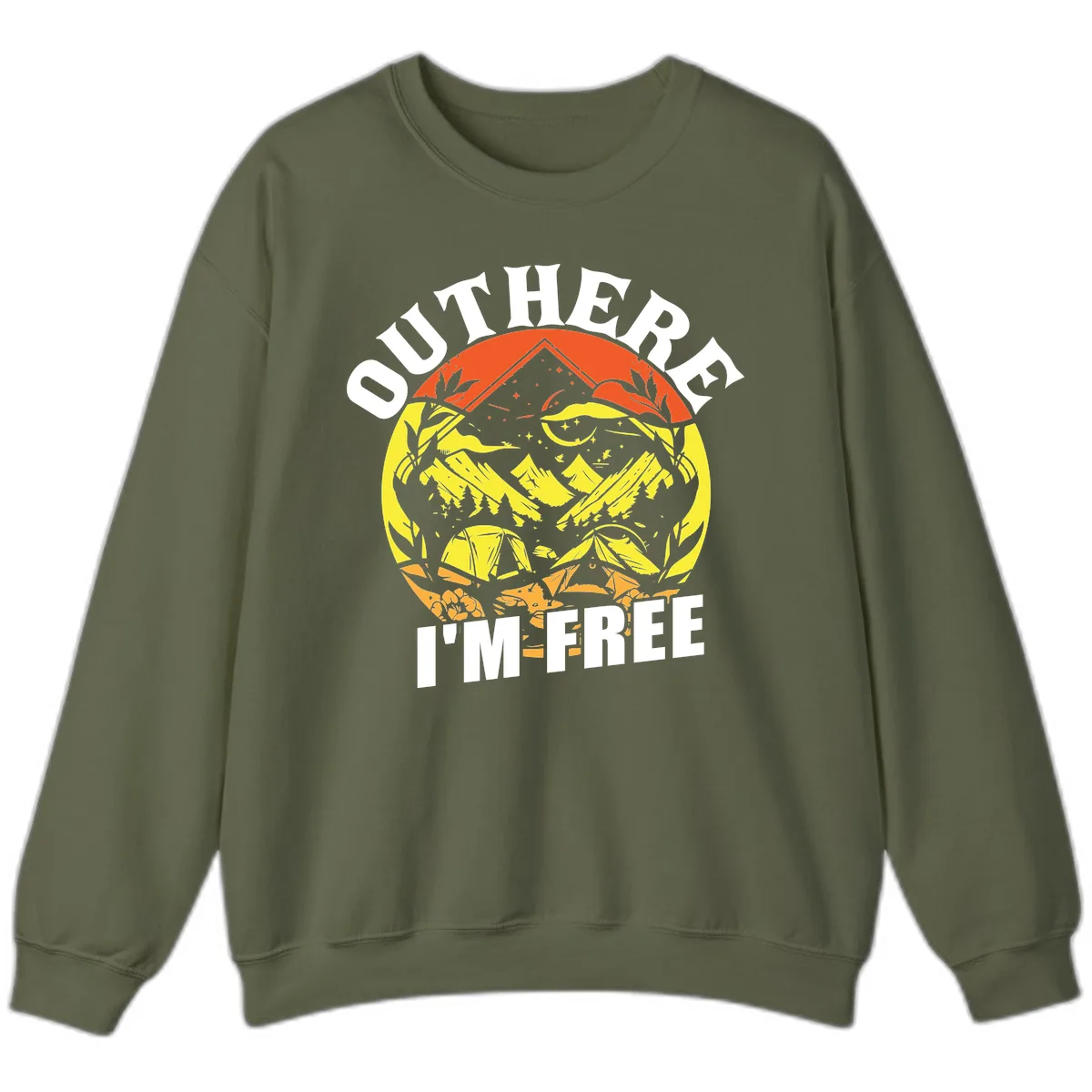 Outer Limits I'm Free Sweatshirt in Military Green