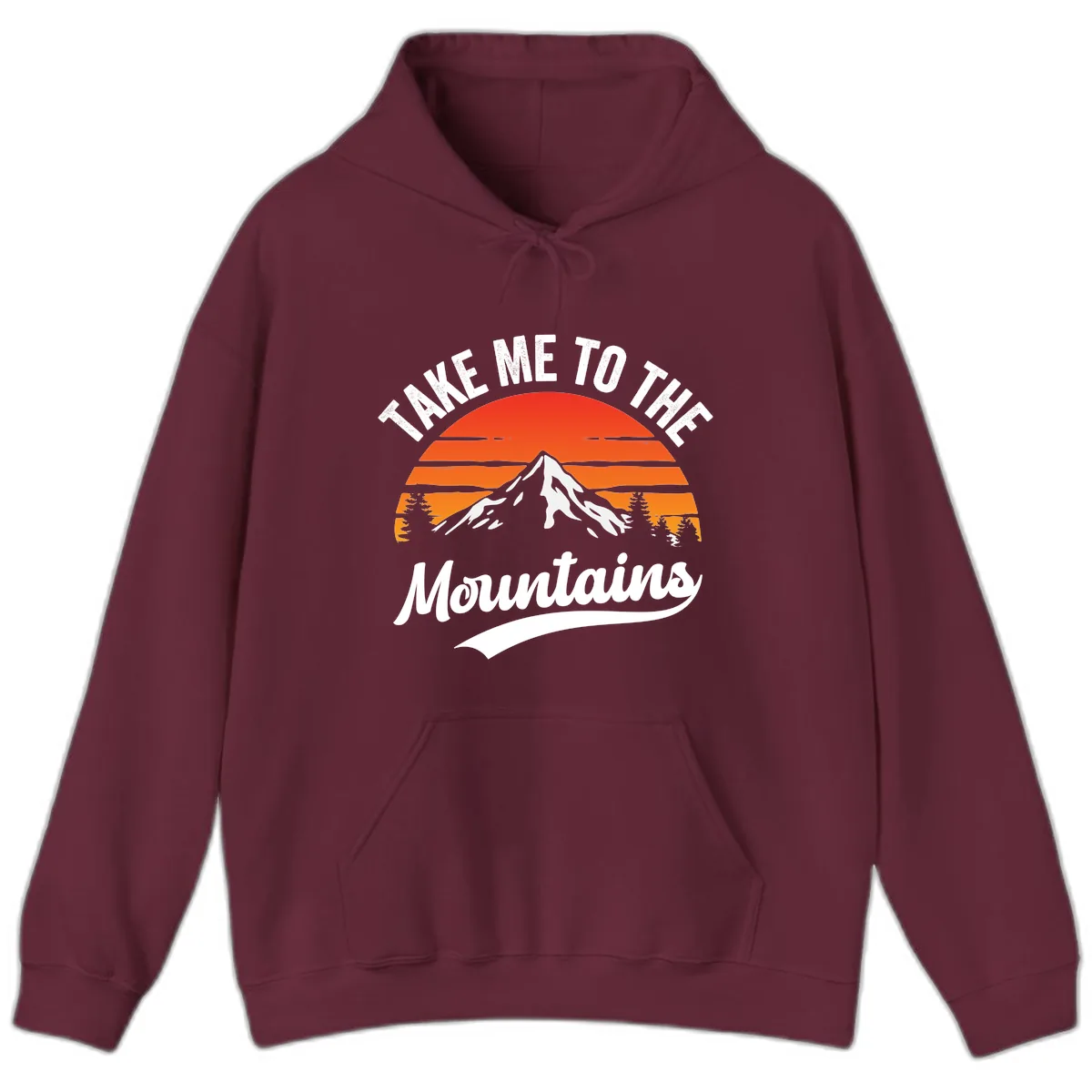 Take Me To The Mountains Hoodie in Maroon