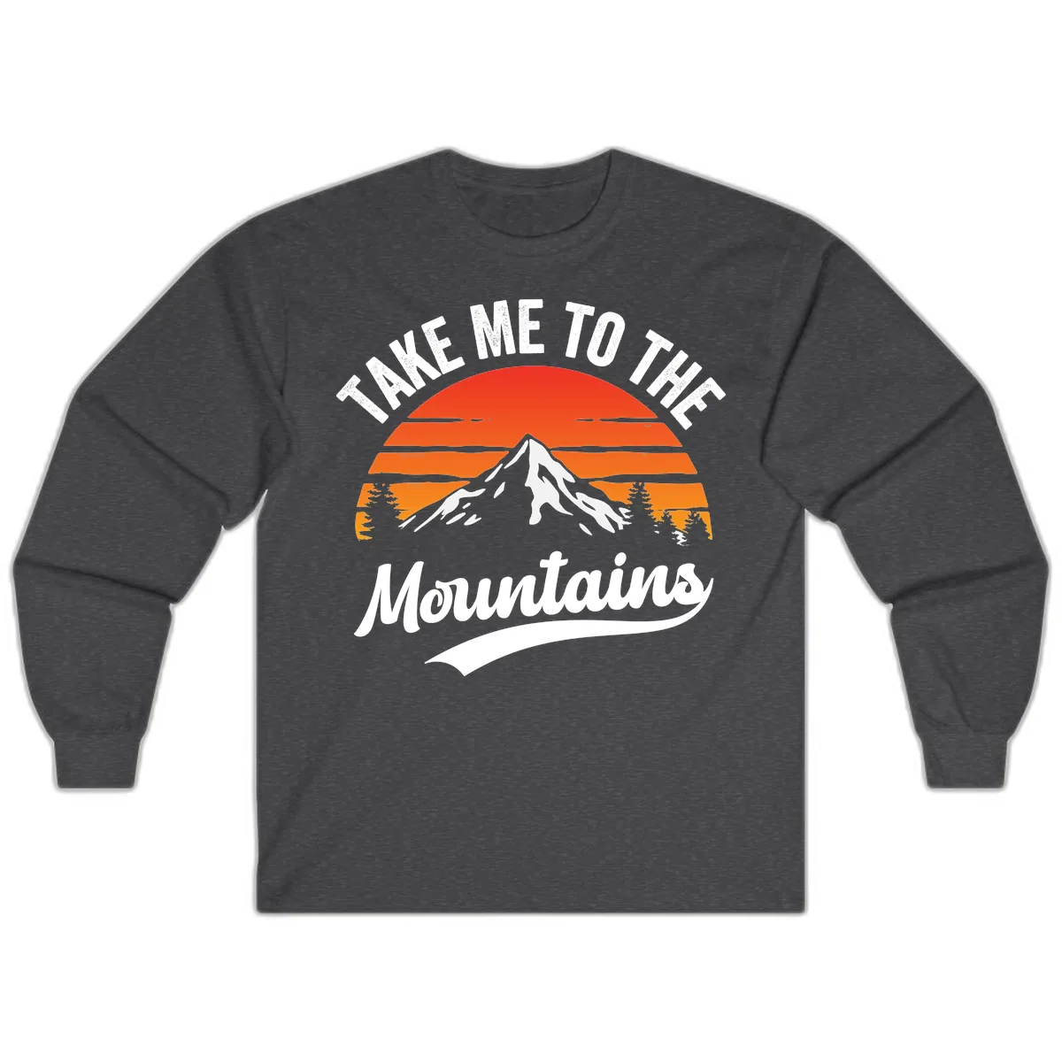 Take Me To The Mountains Long Sleeve in Dark Heather