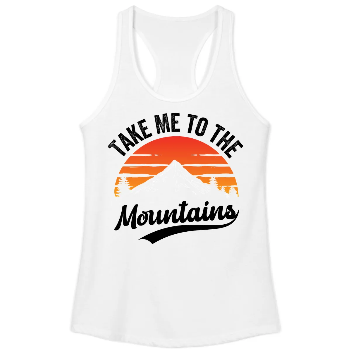Take Me To The Mountains Ladies Tank in White