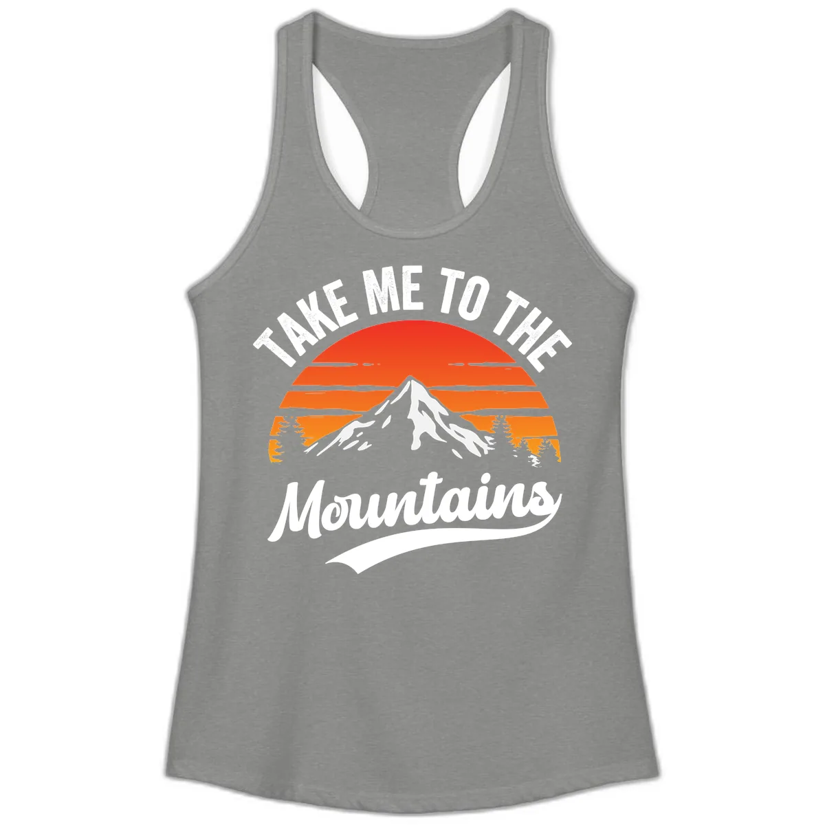 Take Me To The Mountains Ladies Tank in Heather Grey