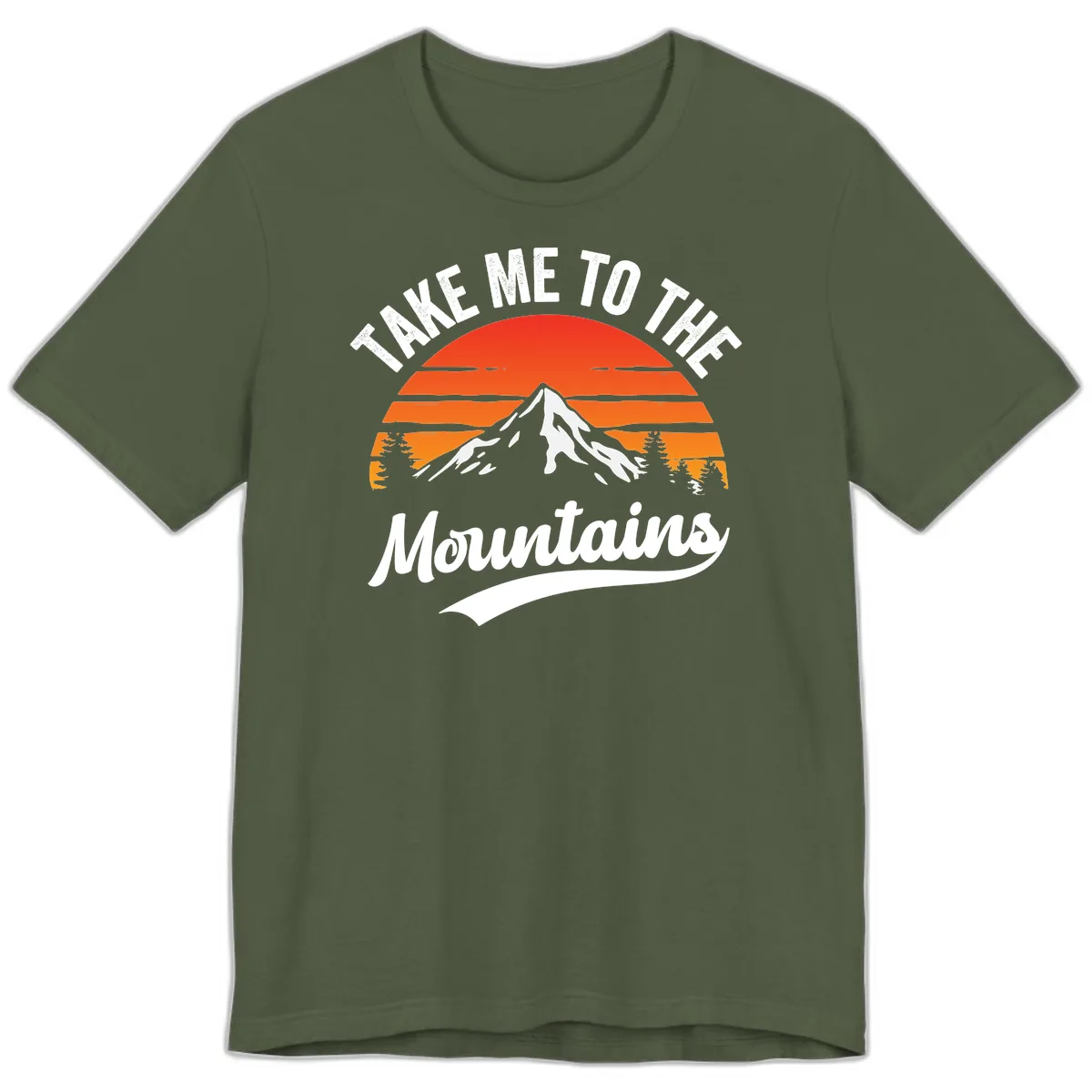 Take Me To The Mountains Premium T-Shirt in Military Green