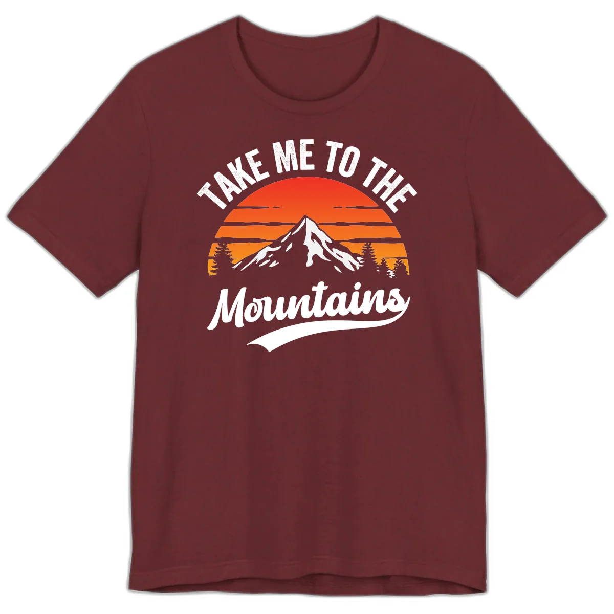Take Me To The Mountains Premium T-Shirt in Heather Cardinal