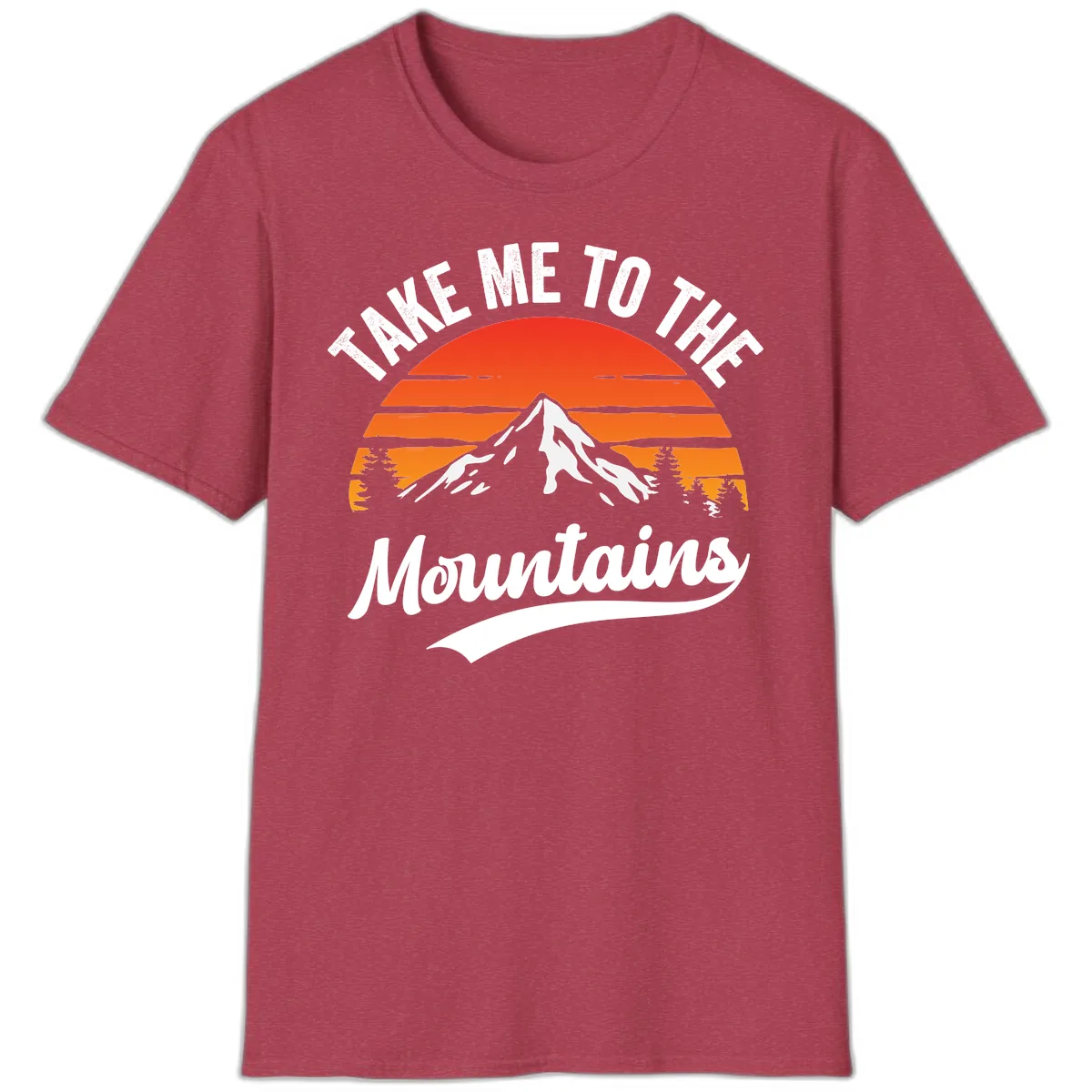 Take Me To The Mountains T-Shirt in Heather Cardinal