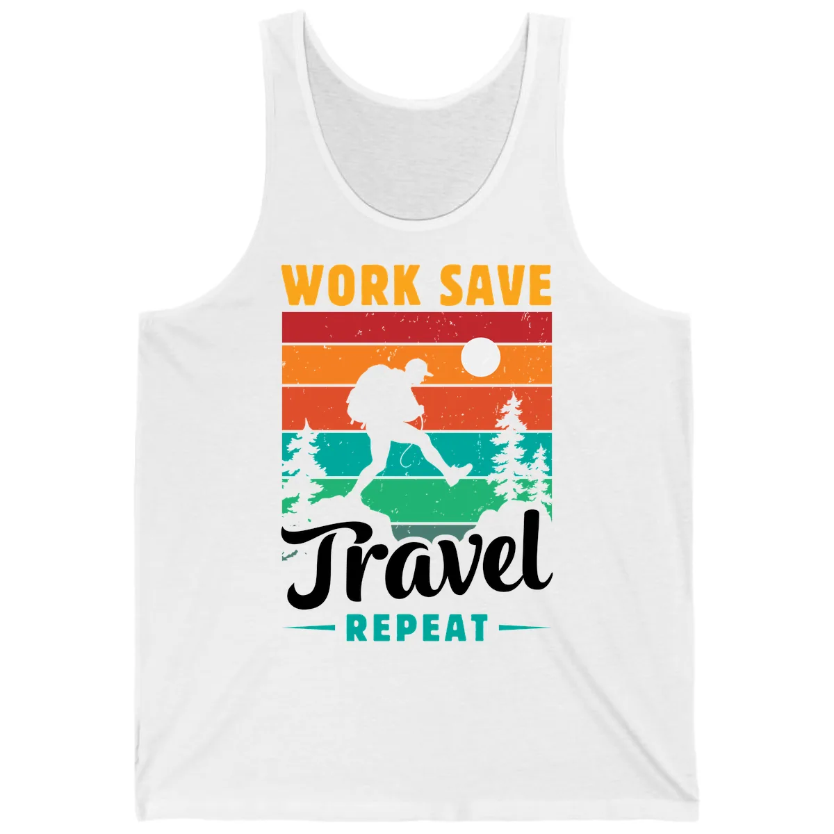 Work Save Travel Repeat Tank in White