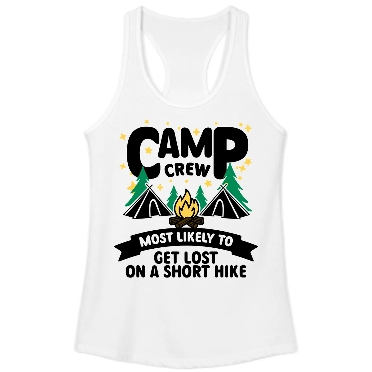 Camp Crew Most Likely To Get Lost Ladies Tank in White