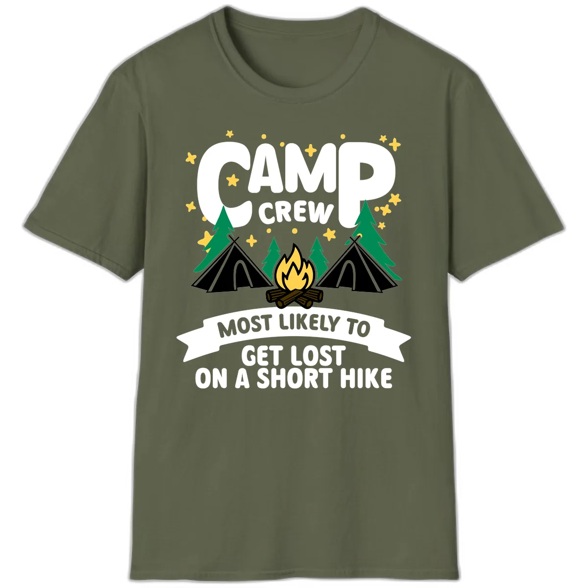 Camp Crew Most Likely To Get Lost T-Shirt in Military Green