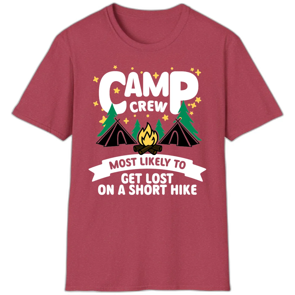 Camp Crew Most Likely To Get Lost T-Shirt in Heather Cardinal
