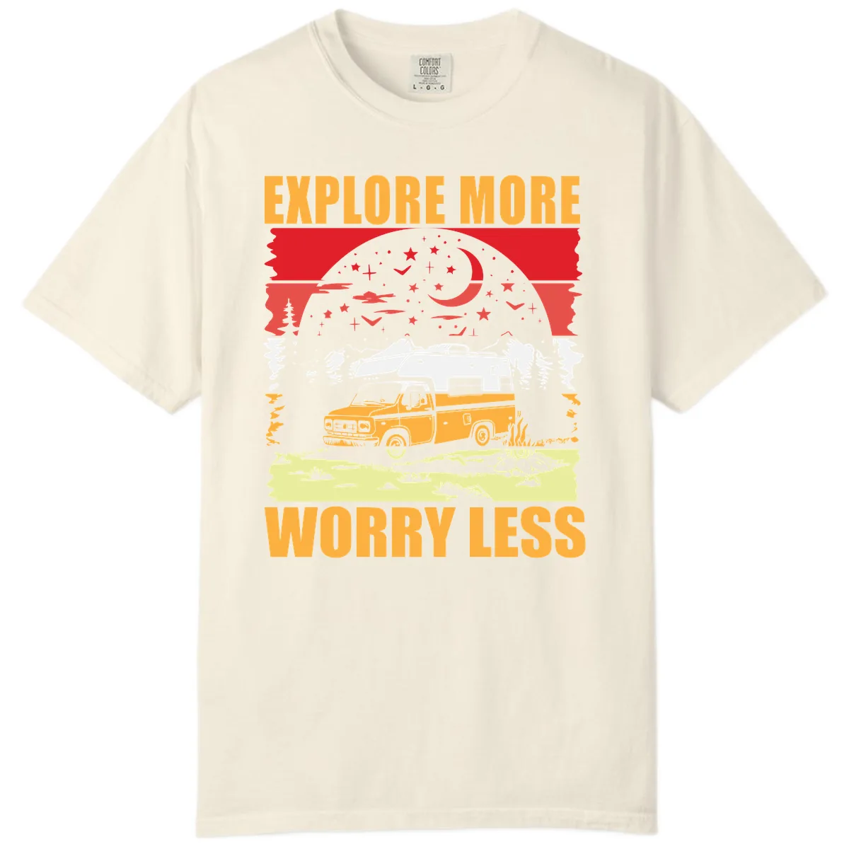 Explore More Worry Less Camping Adventure Comfort Color in Ivory