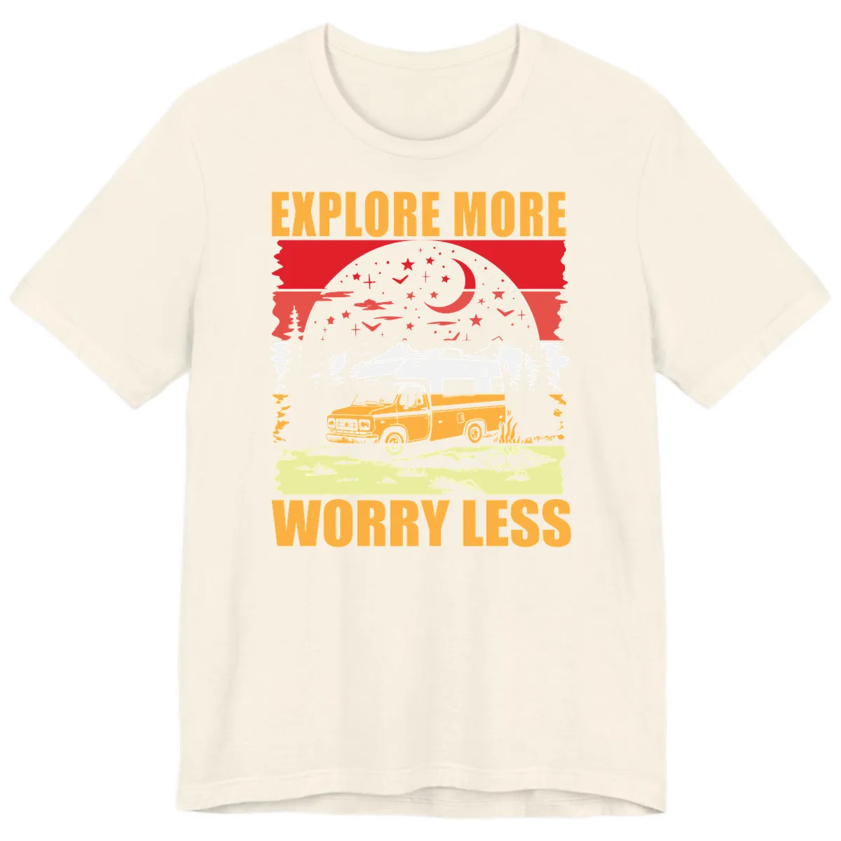Explore More Worry Less Camping Adventure Premium T-Shirt in Natural