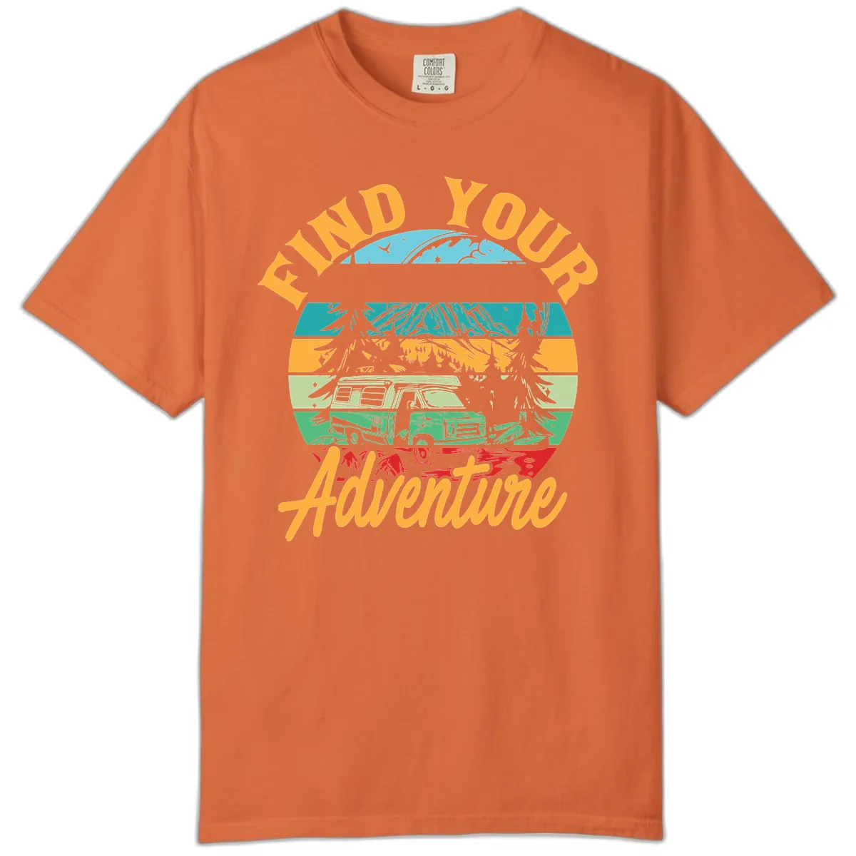 Find Your Adventure Camper Van Comfort Color in Burnt Orange