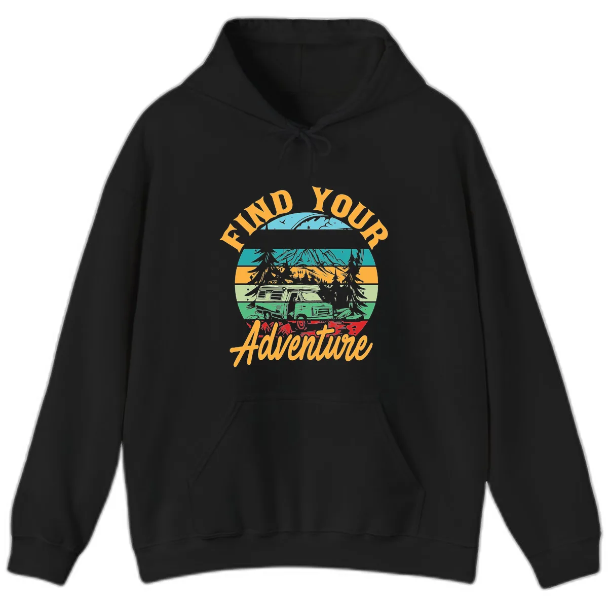Find Your Adventure Camper Van Hoodie in Black