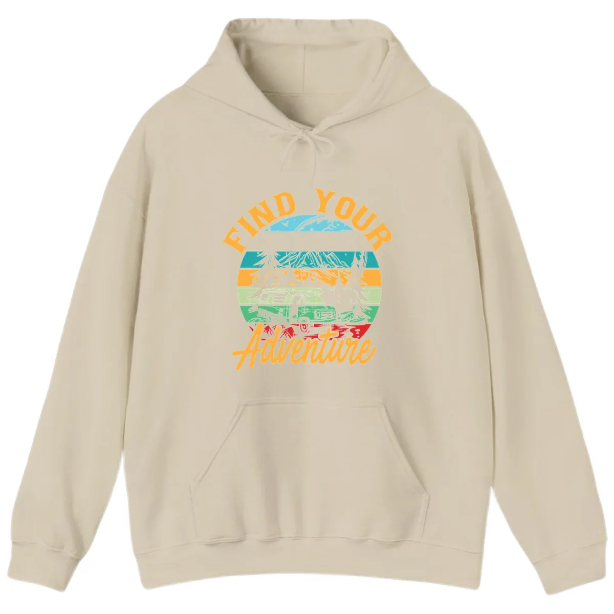 Find Your Adventure Camper Van Hoodie in Sand