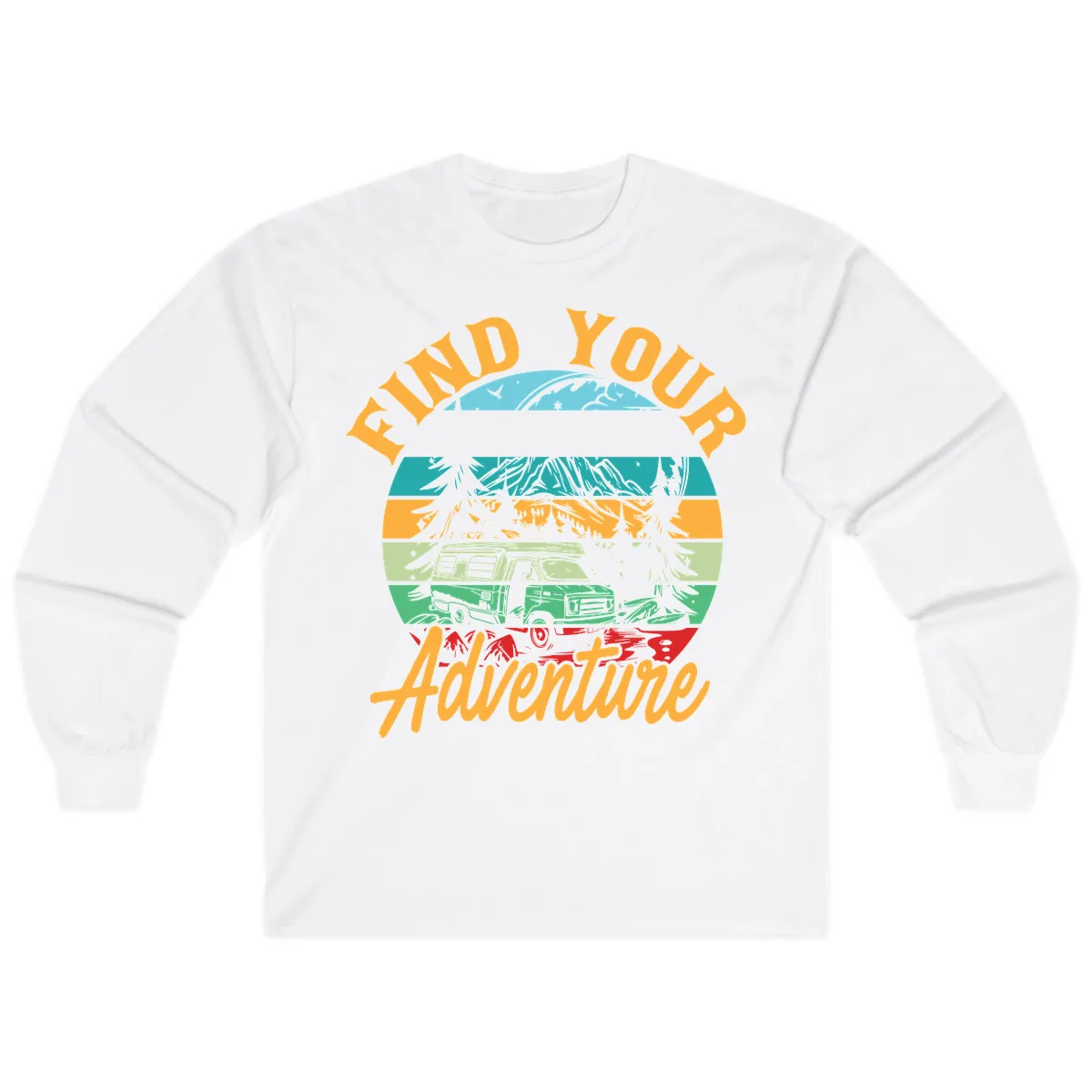 Find Your Adventure Camper Van Long Sleeve in White
