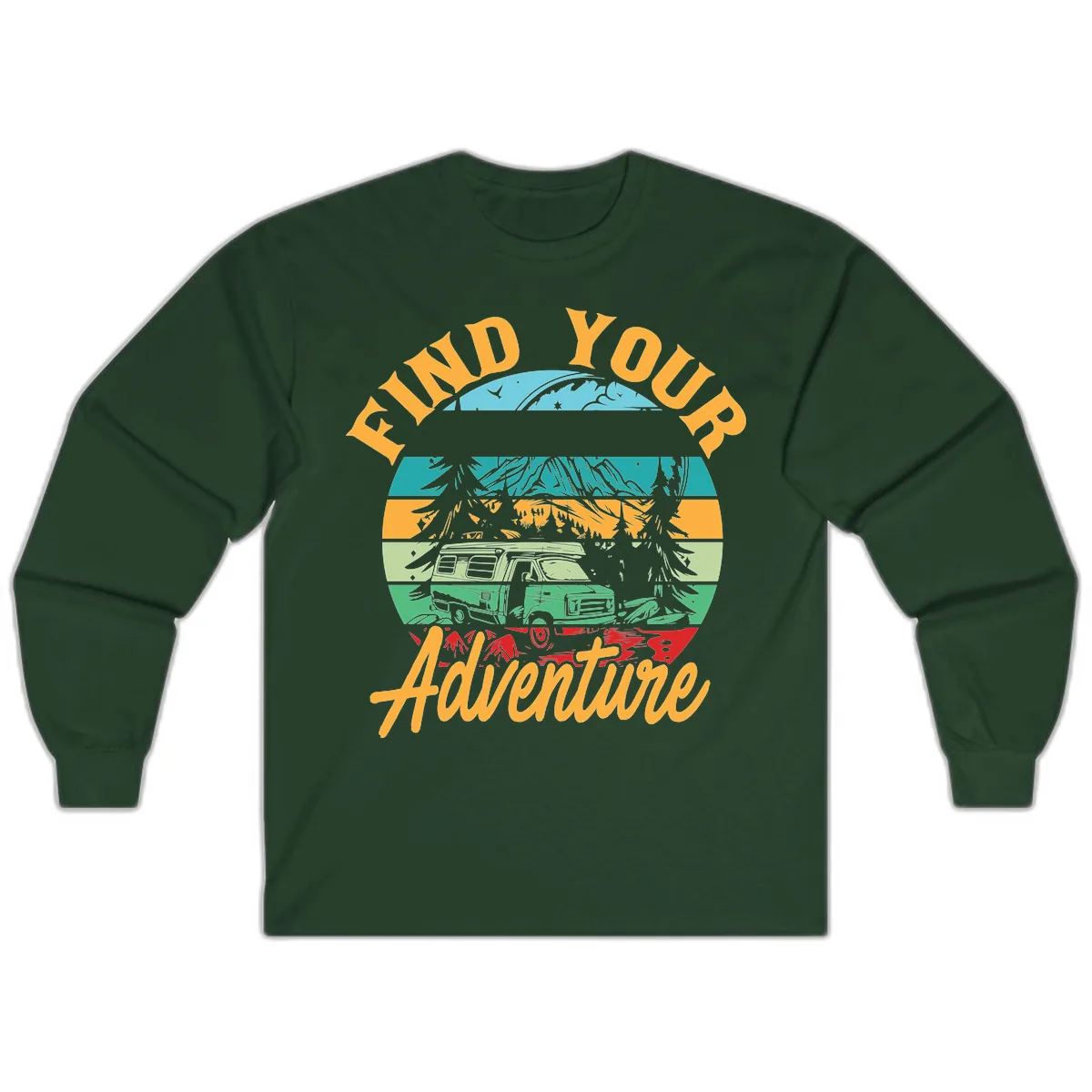 Find Your Adventure Camper Van Long Sleeve in Forest Green