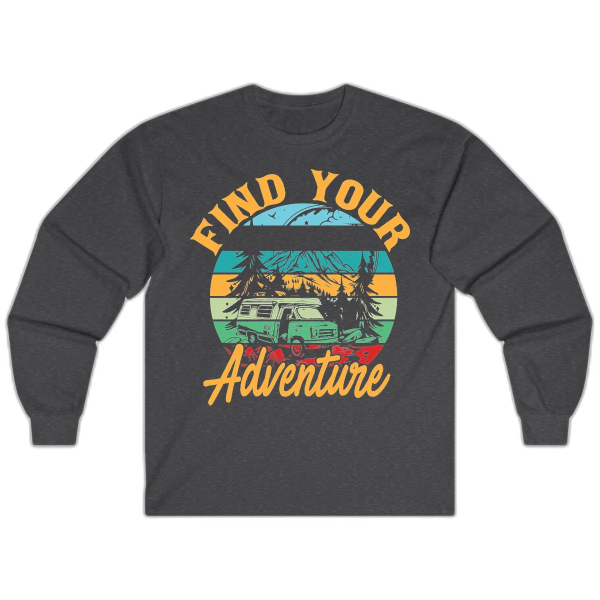 Find Your Adventure Camper Van Long Sleeve in Dark Heather