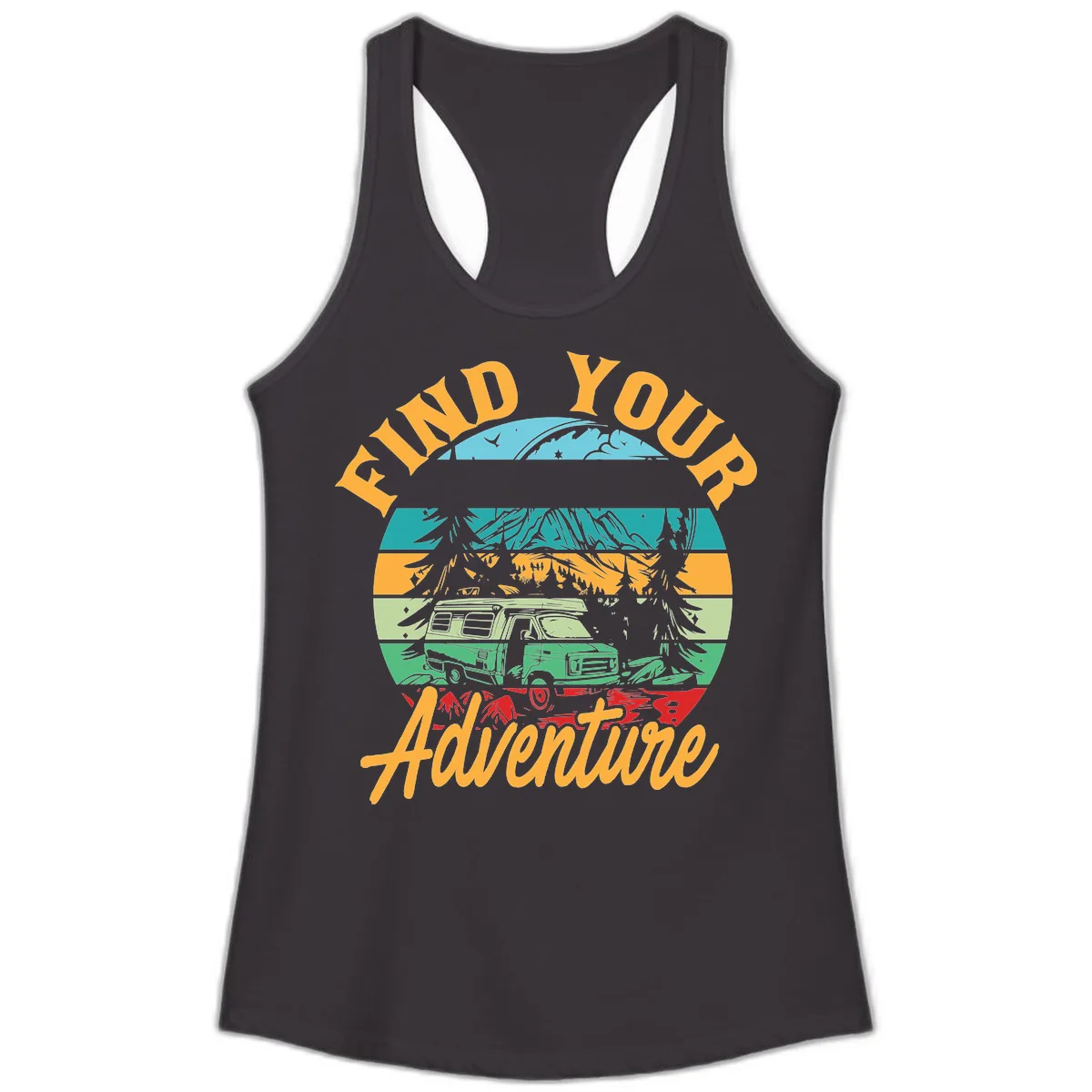 Find Your Adventure Camper Van Ladies Tank in Black