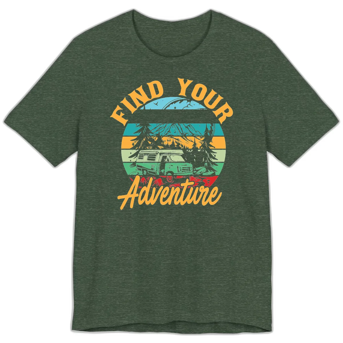 Find Your Adventure Camper Van Premium T-Shirt in Heather Forest